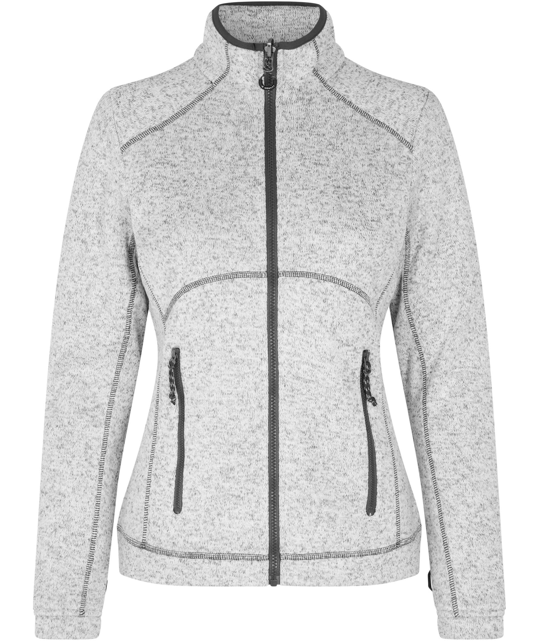 ID Zip'n'mix Melange stickad fleececardigan dam, Gr&aring;melerad
