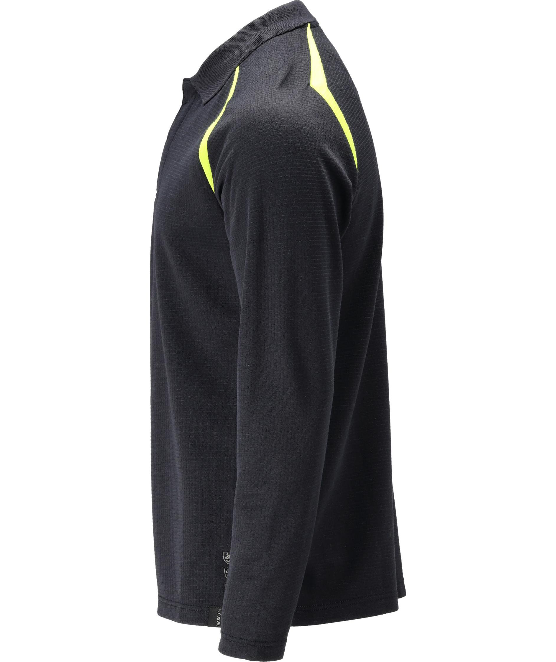 Mascot Accelerate Multisafe lang&auml;rmliges Poloshirt, Dunkel Marine/Hi-Vis Gelb, large image number 3