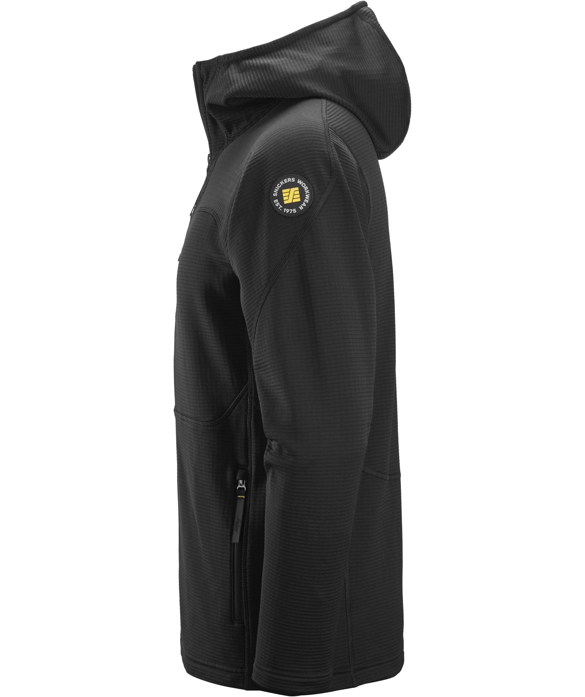 Snickers Body Mapping fleece hettegenser med glidel&aring;s 9420, Black/Black, large image number 4