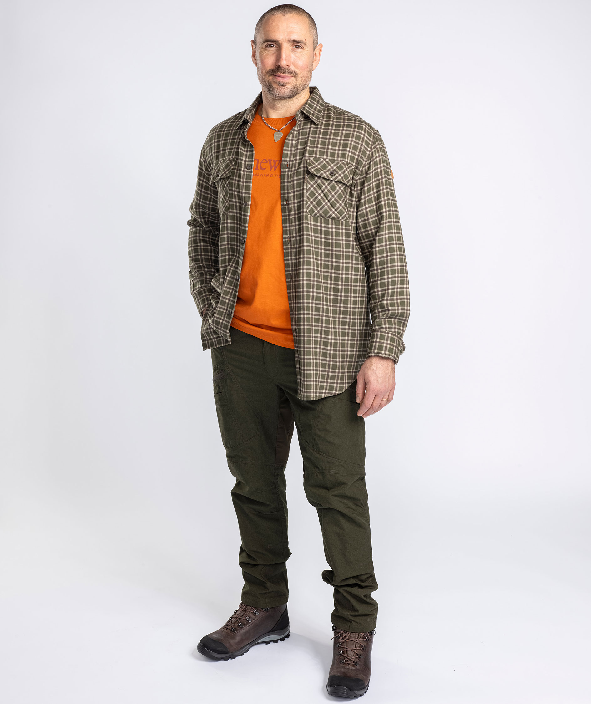 Pinewood Lappland skjorte med uld, Moss Green/Light Khaki, large image number 3