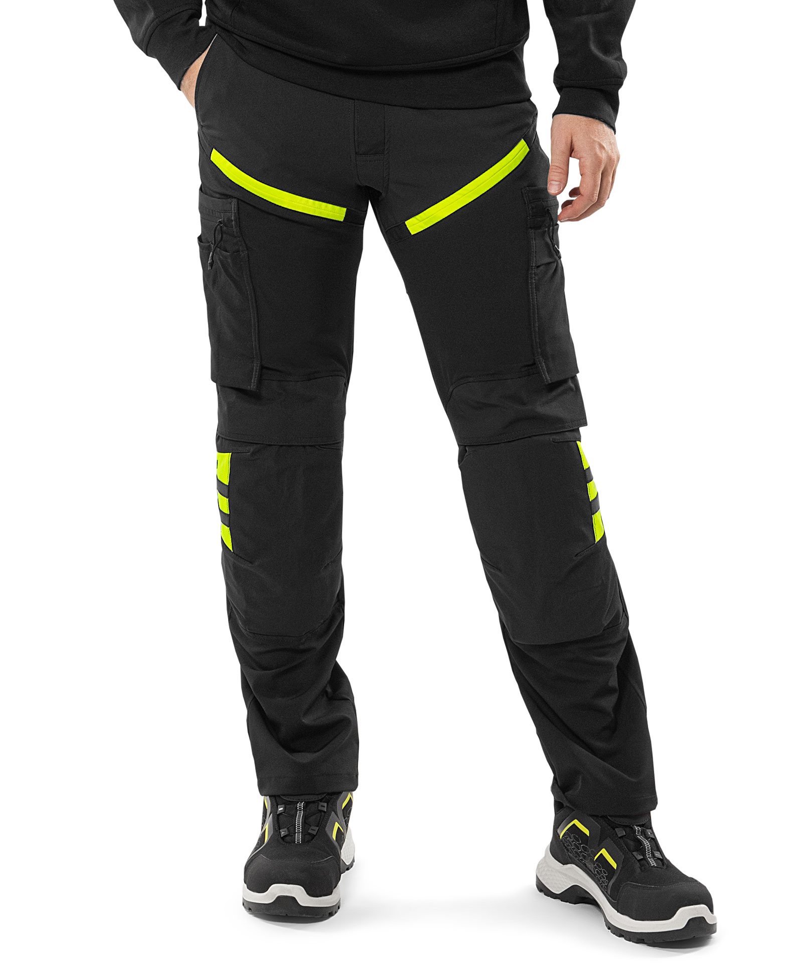 Fristads arbetsbyxa 2653 LWS full stretch, Svart/Varselgul, large image number 1