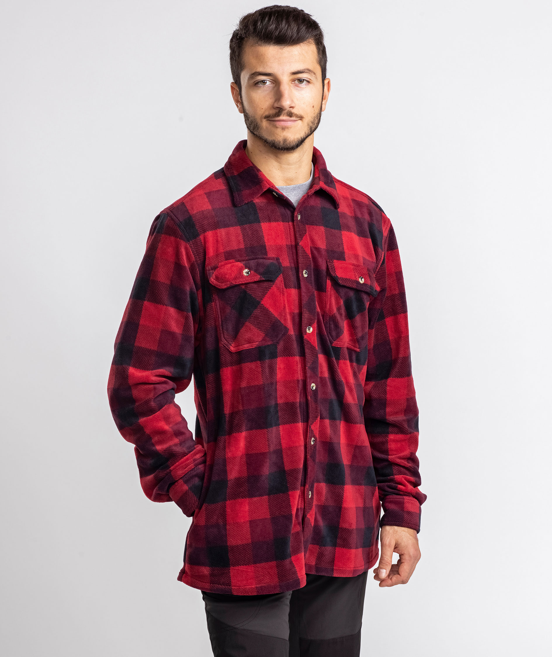 Pinewood Canada fleeceskjorte, R&oslash;d/Sort, large image number 3