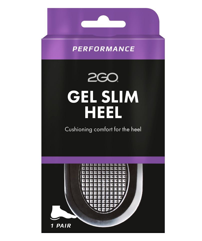 2GO Gel slim heel innersula dam, Svart