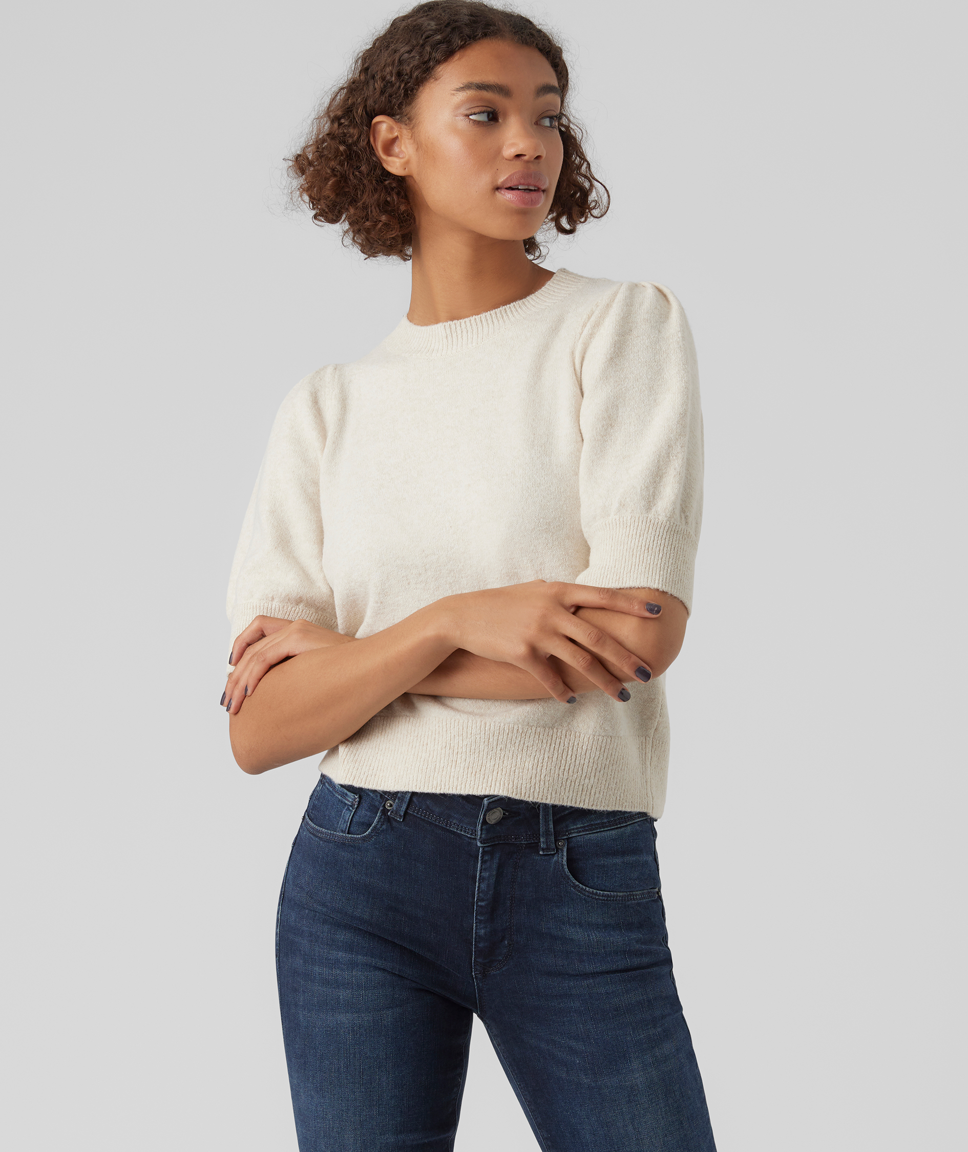 Vero Moda VMDOFFY kort&aelig;rmet dame striktr&oslash;je