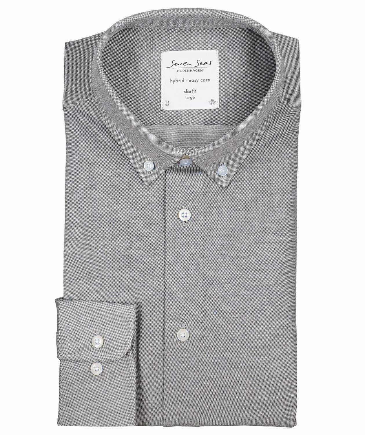 Seven Seas Slim fit jerseyskjorte, Gr&aring;, large image number 4