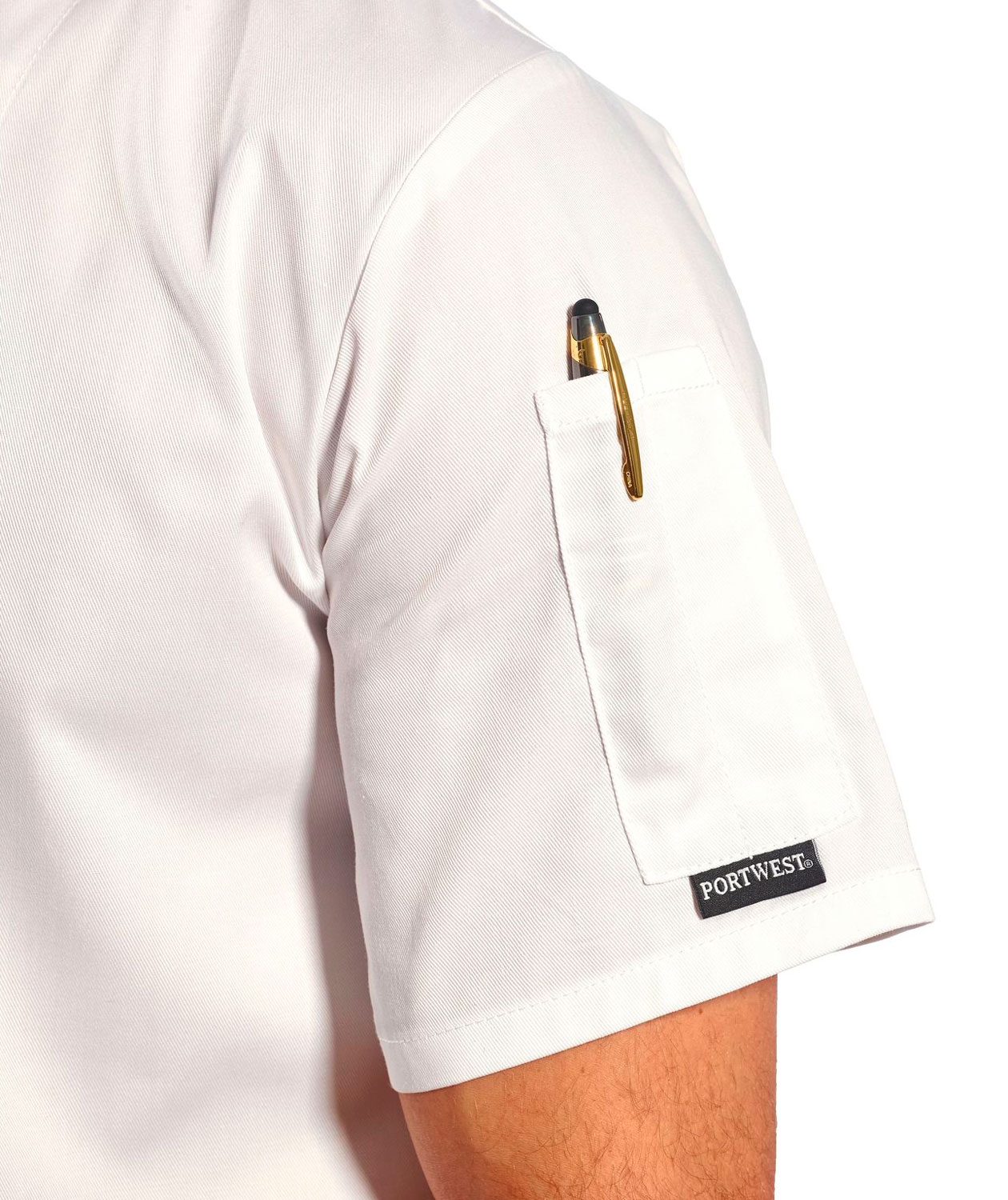 Portwest C733 short-sleeved chefs jacket, White, large image number 3