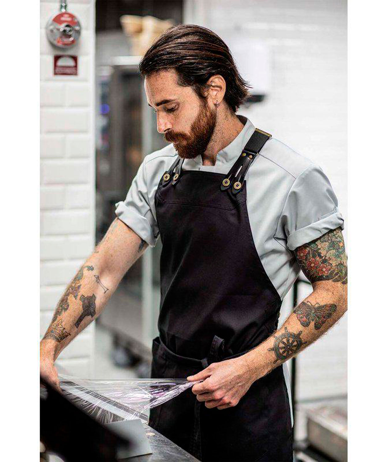 Segers slim fit kort&auml;rmad kockskjorta, Ljusgr&aring;