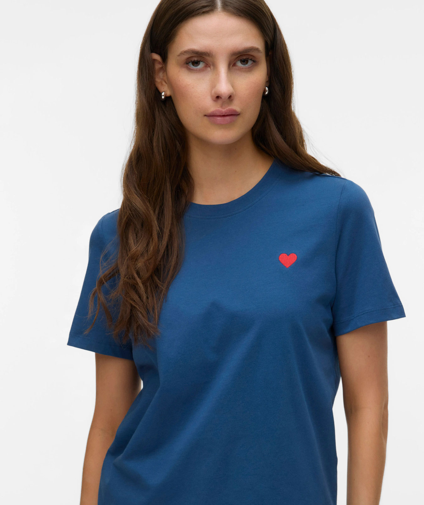 Vero Moda VMPAULINA dame T-skjorte, Dark Denim Red Heart, large image number 4