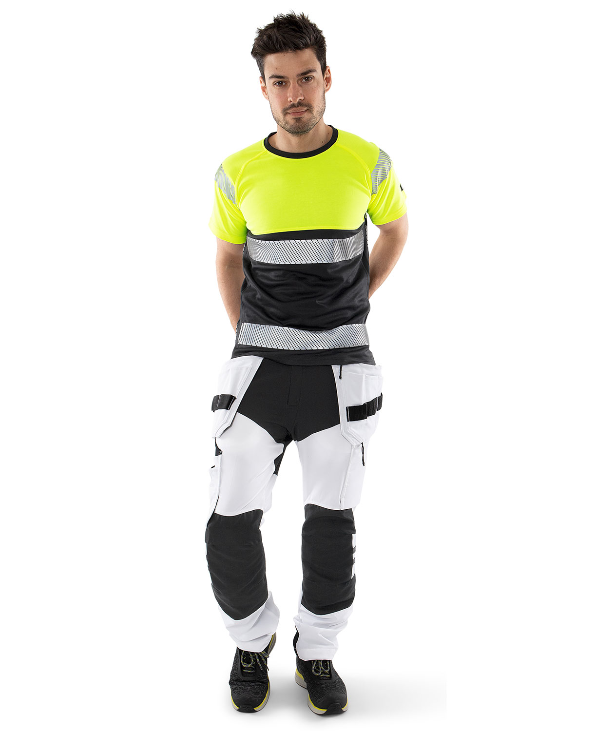 Fristads h&aring;ndverksbukse full stretch 2760 LWS, Hvit/Svart