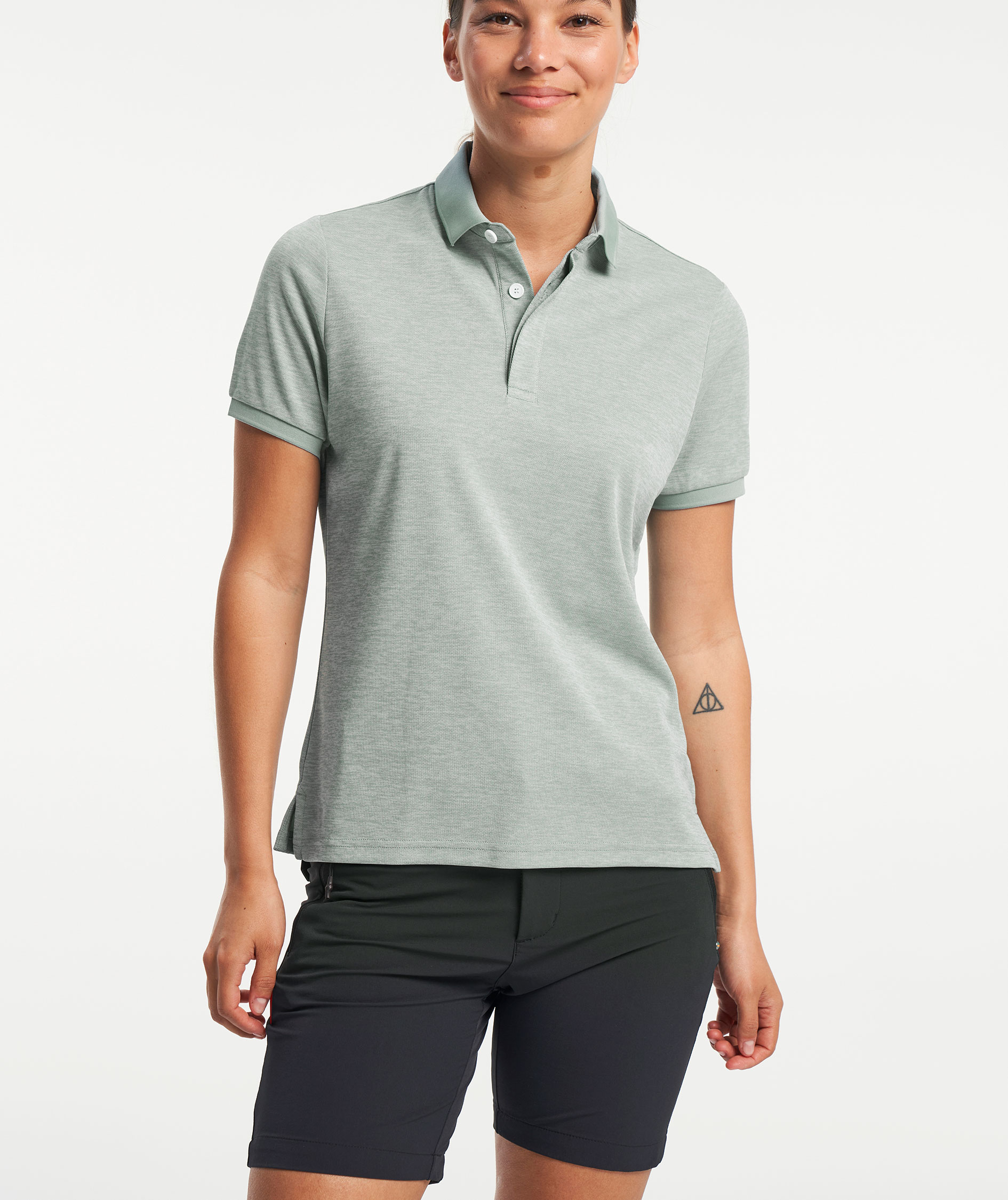 Tenson TXlite Melange dame polo T-skjorte, Grey Green, large image number 7