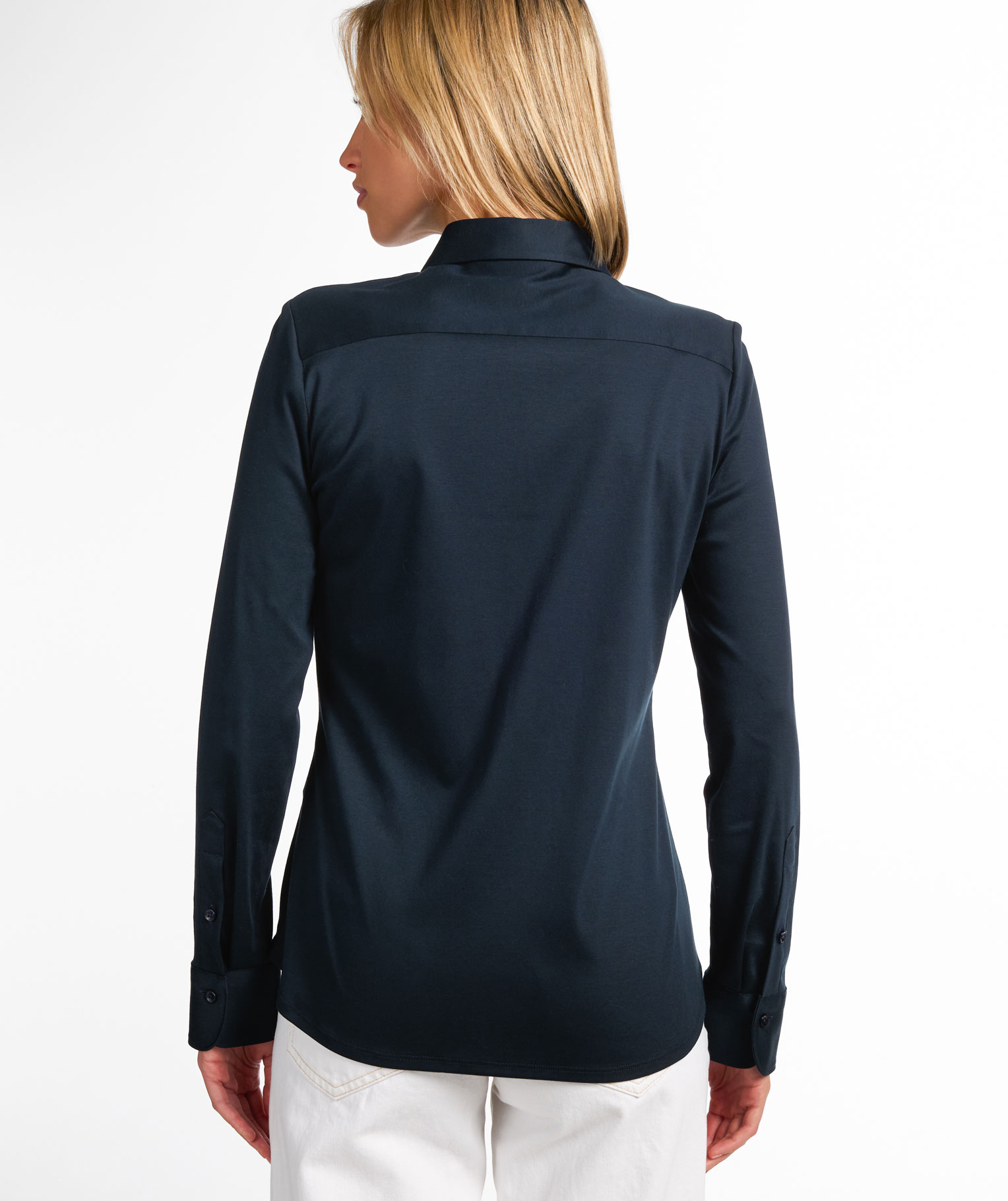 Eterna Jersey slim fit skjorta dam, Navy, large image number 2