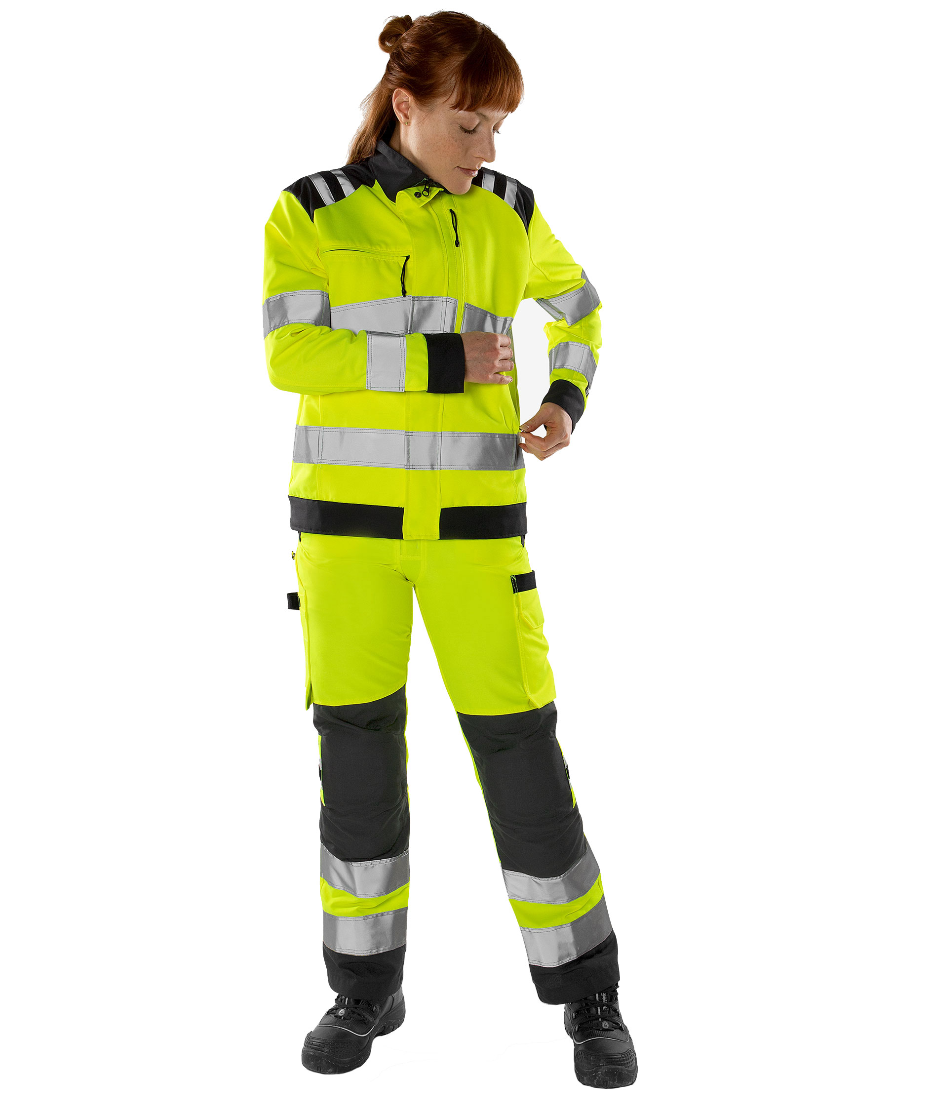 Fristads Green dame arbeidsjakke 4067 GPLU, Hi-vis Gul/Svart, large image number 1