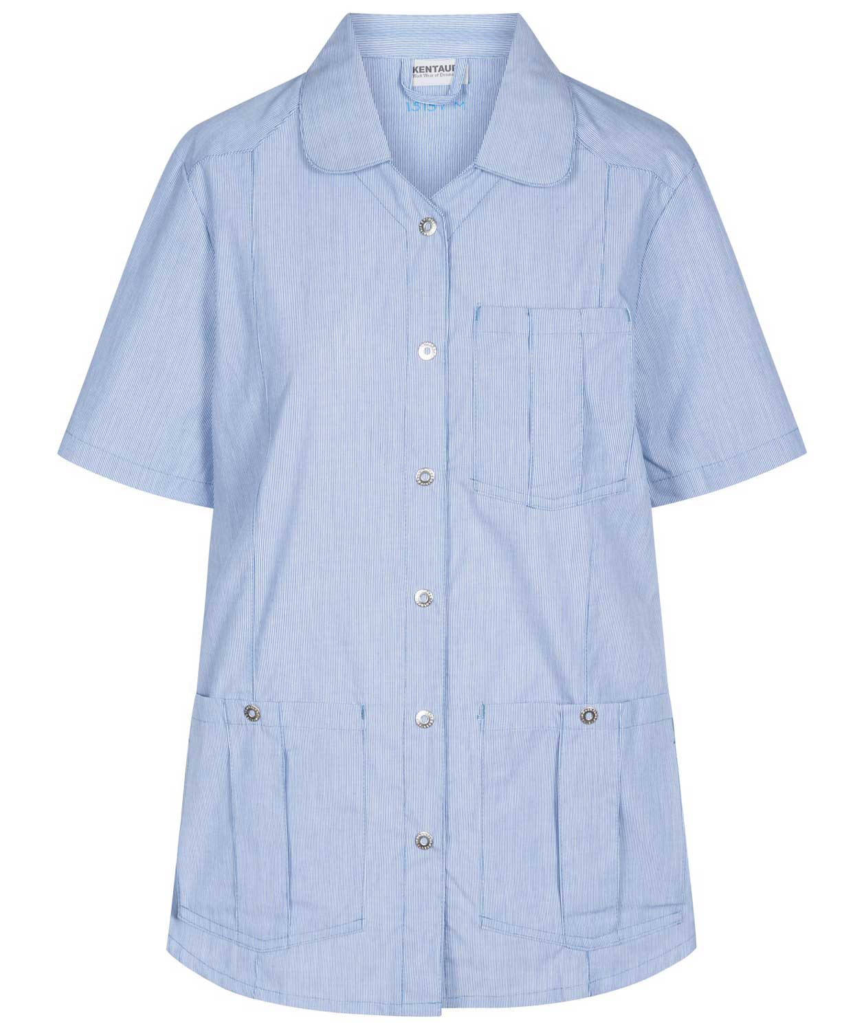 Kentaur kort&auml;rmad skjorta dam, Bl&aring;/Vit Randig