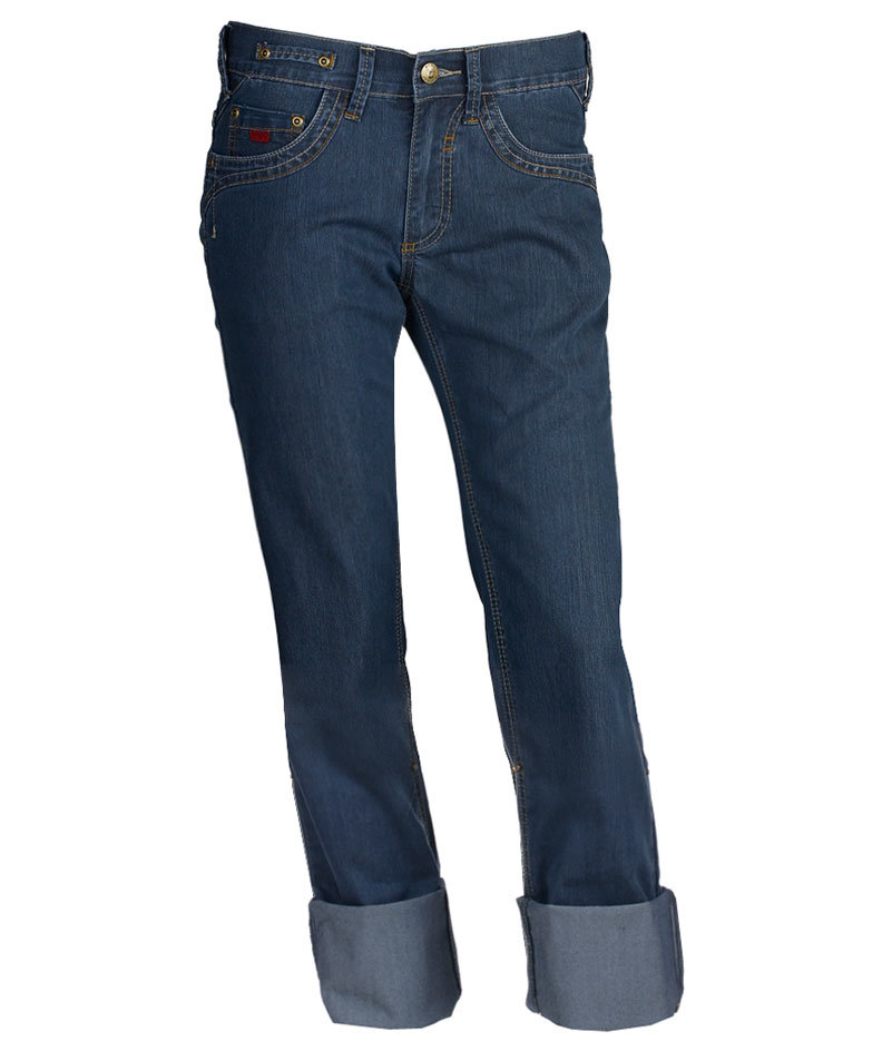 Nybo workwear Twiggy byxa dam med extra benl&auml;ngd, Denim bl&aring;