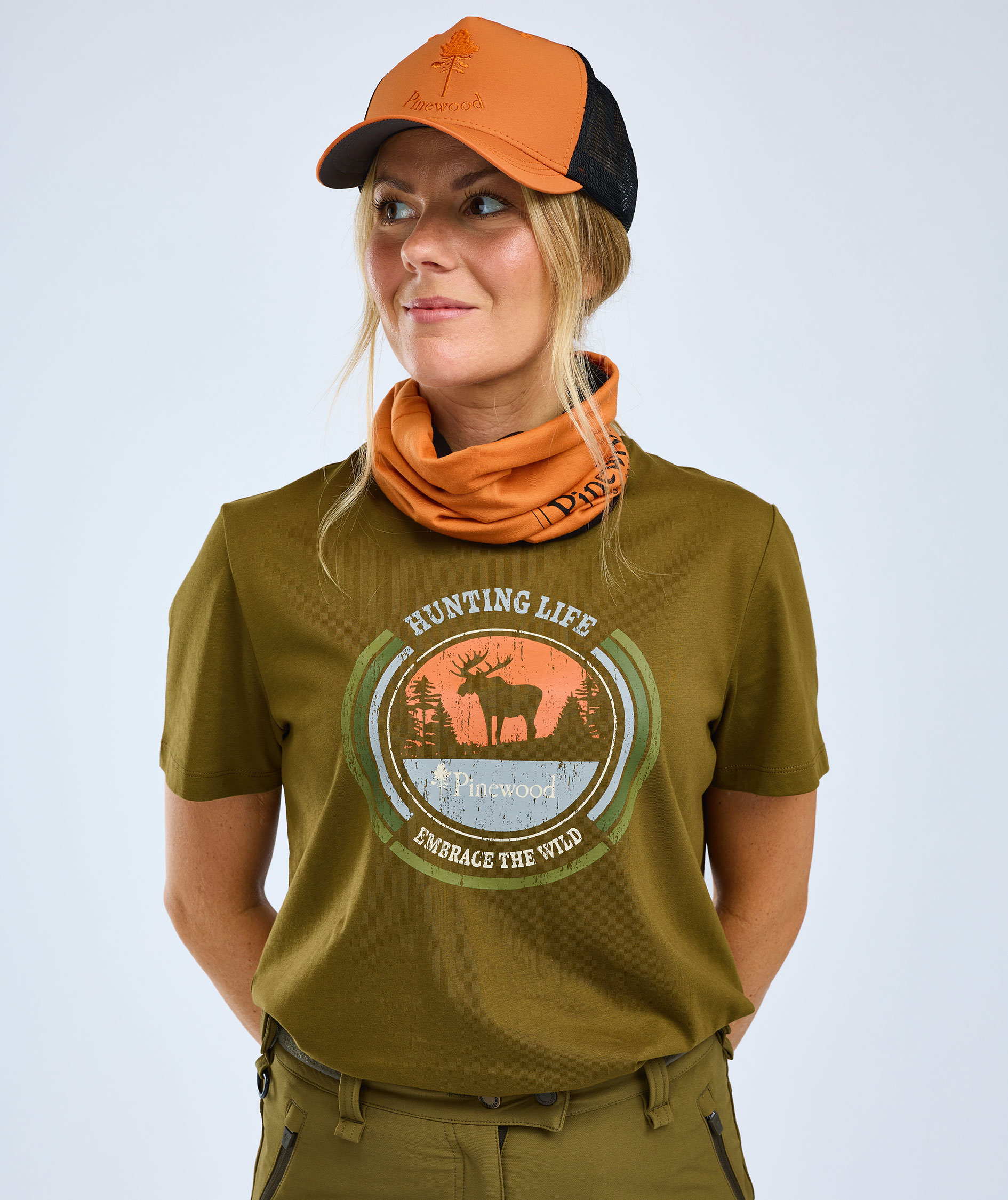 Pinewood Moose dame T-shirt, Hunting Olive, large image number 3