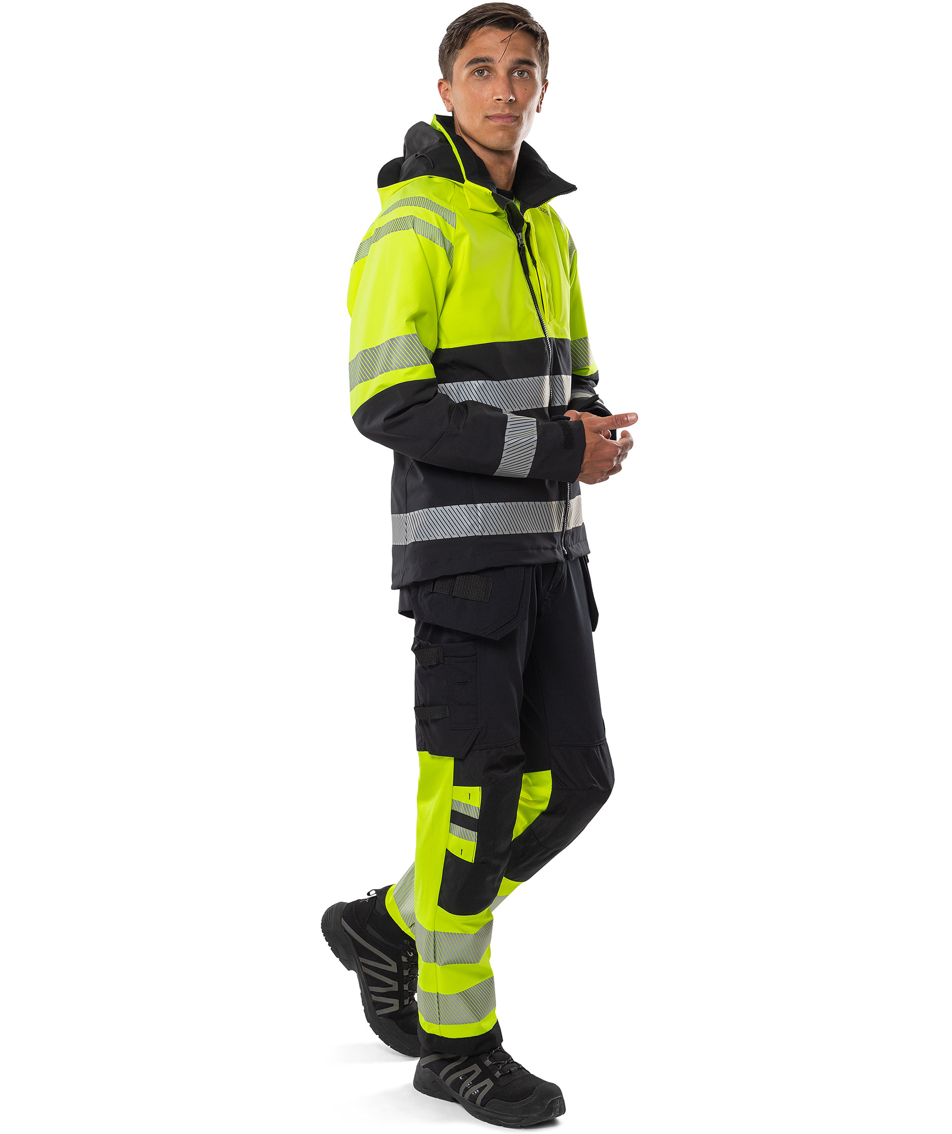 Fristads shell jacket 4690 GLS full stretch, Hi-vis Yellow/Black, large image number 5