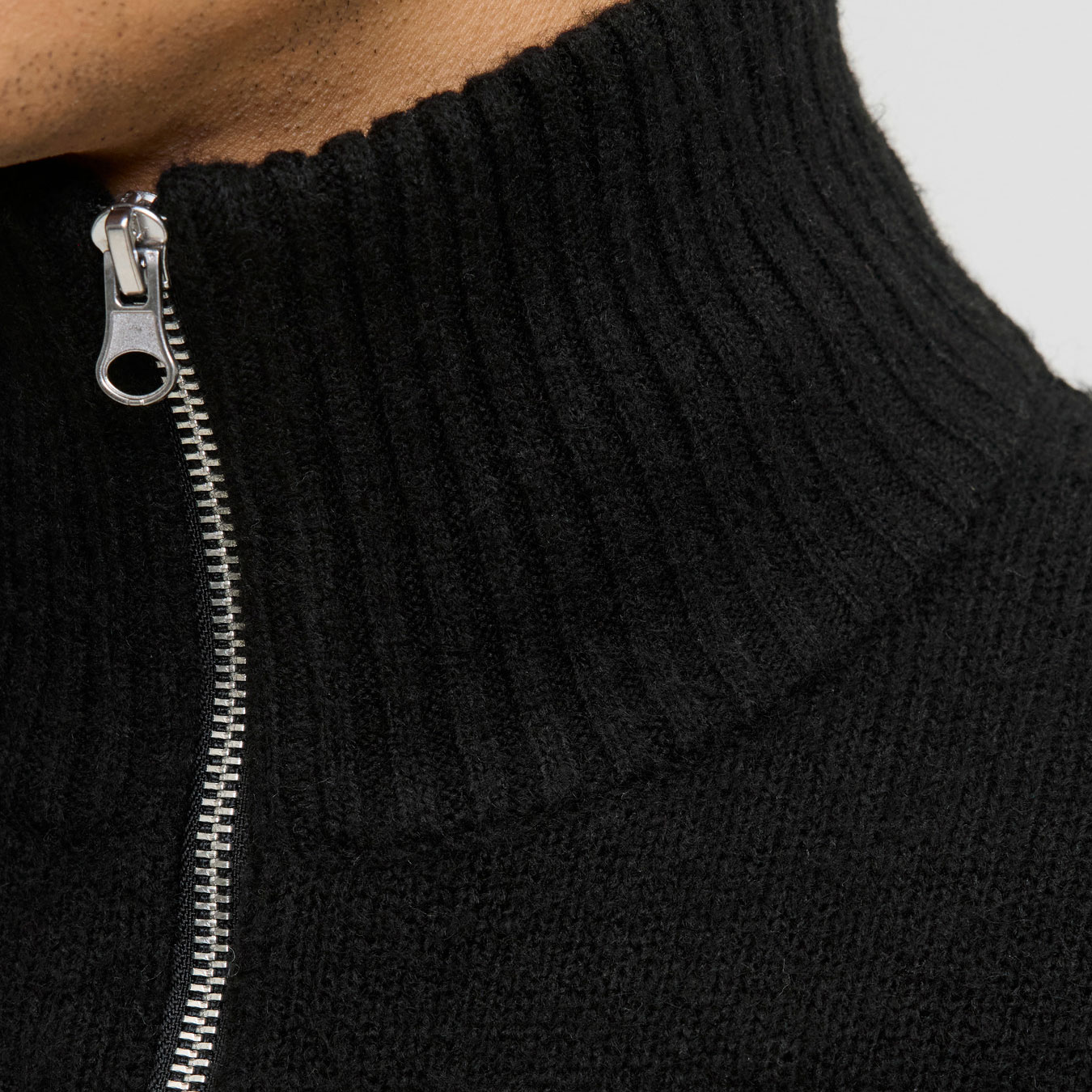 Jack & Jones JJESOHO OLLIE half zip stickad tr&ouml;ja, Svart, large image number 3