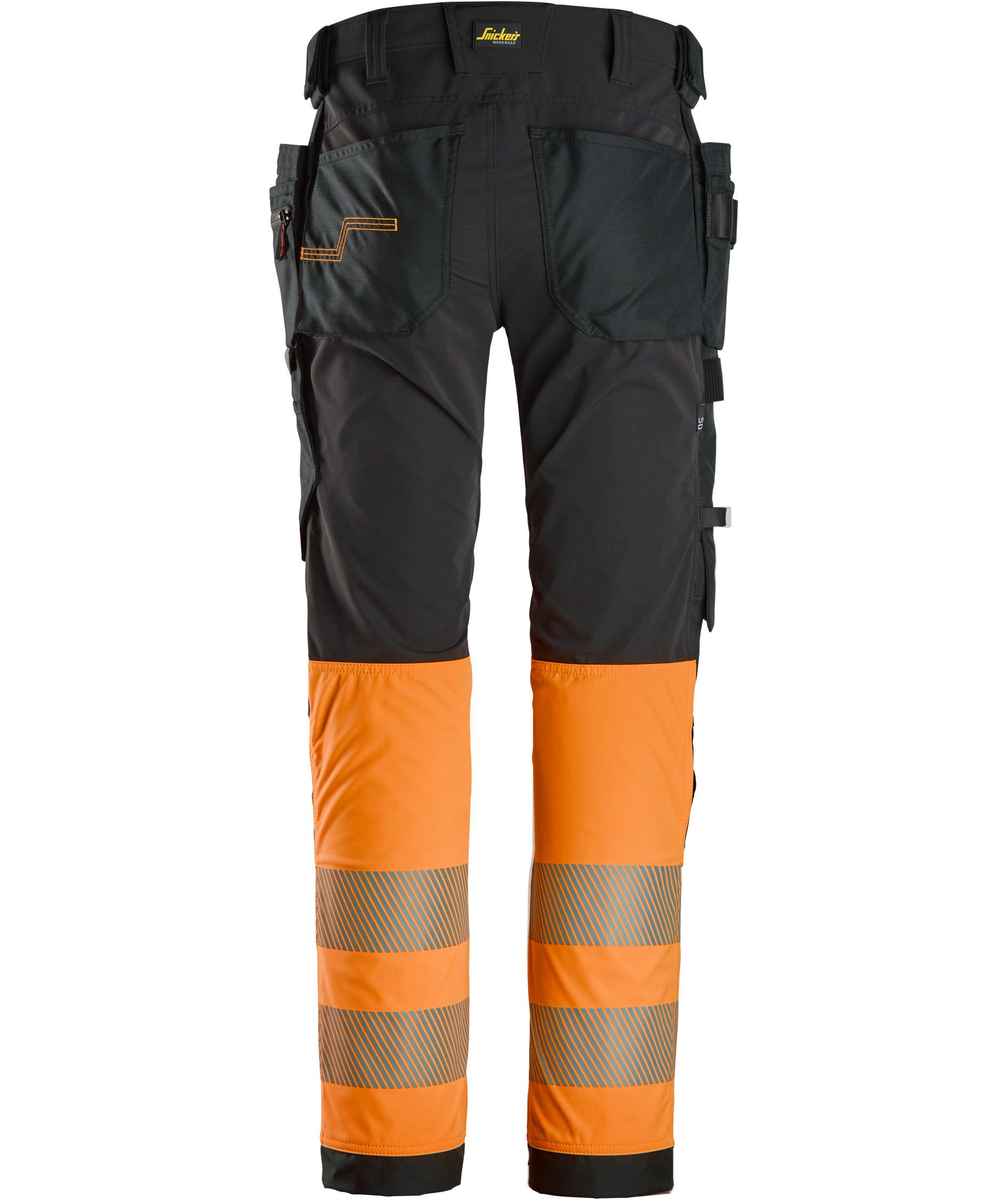 Snickers h&aring;ndv&aelig;rkerbukser 6231 full stretch, Hi-Vis Sort/Orange, large image number 1