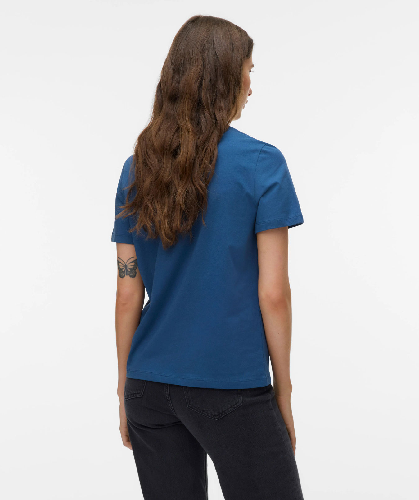 Vero Moda VMPAULINA dame T-skjorte, Dark Denim Red Heart, large image number 2