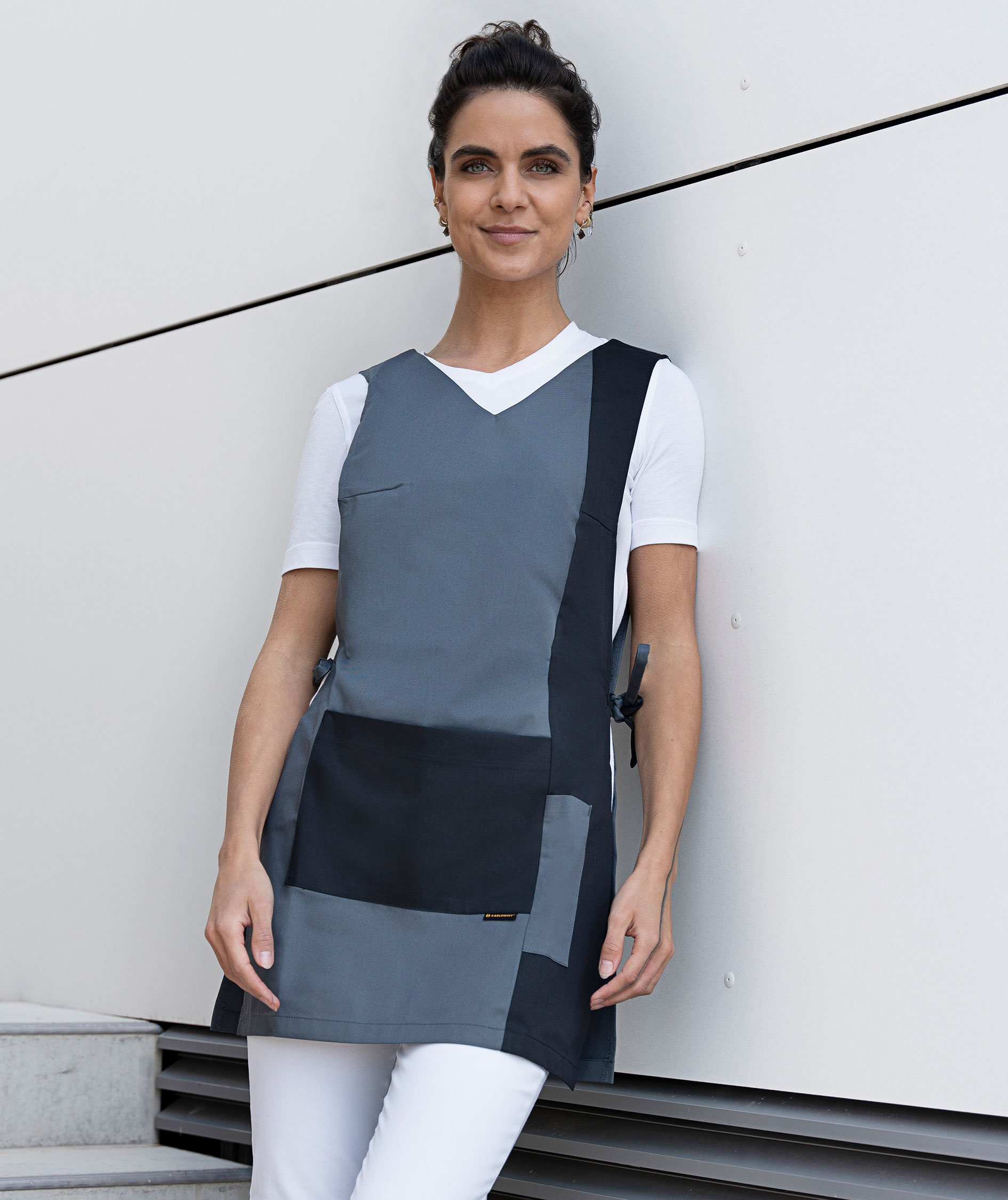 Karlowsky Marilies dubbelf&ouml;rkl&auml;de med fickor, Gr&aring;/Svart