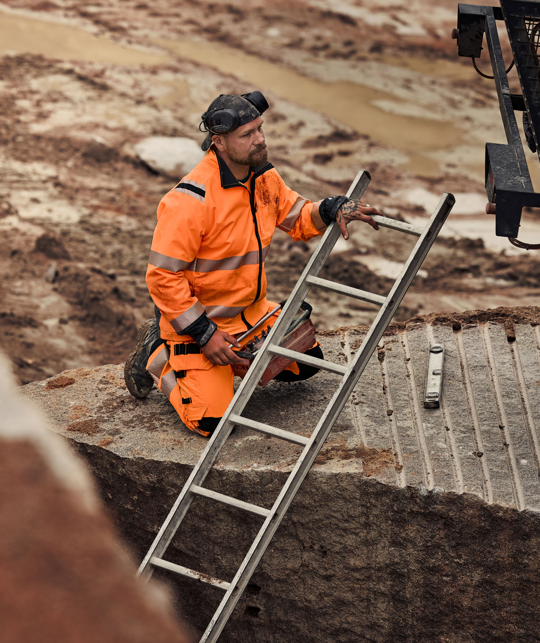 Fristads Green arbetsjacka 4647 GSTP full stretch, Varsel Orange/Marinbl&aring;, large image number 3