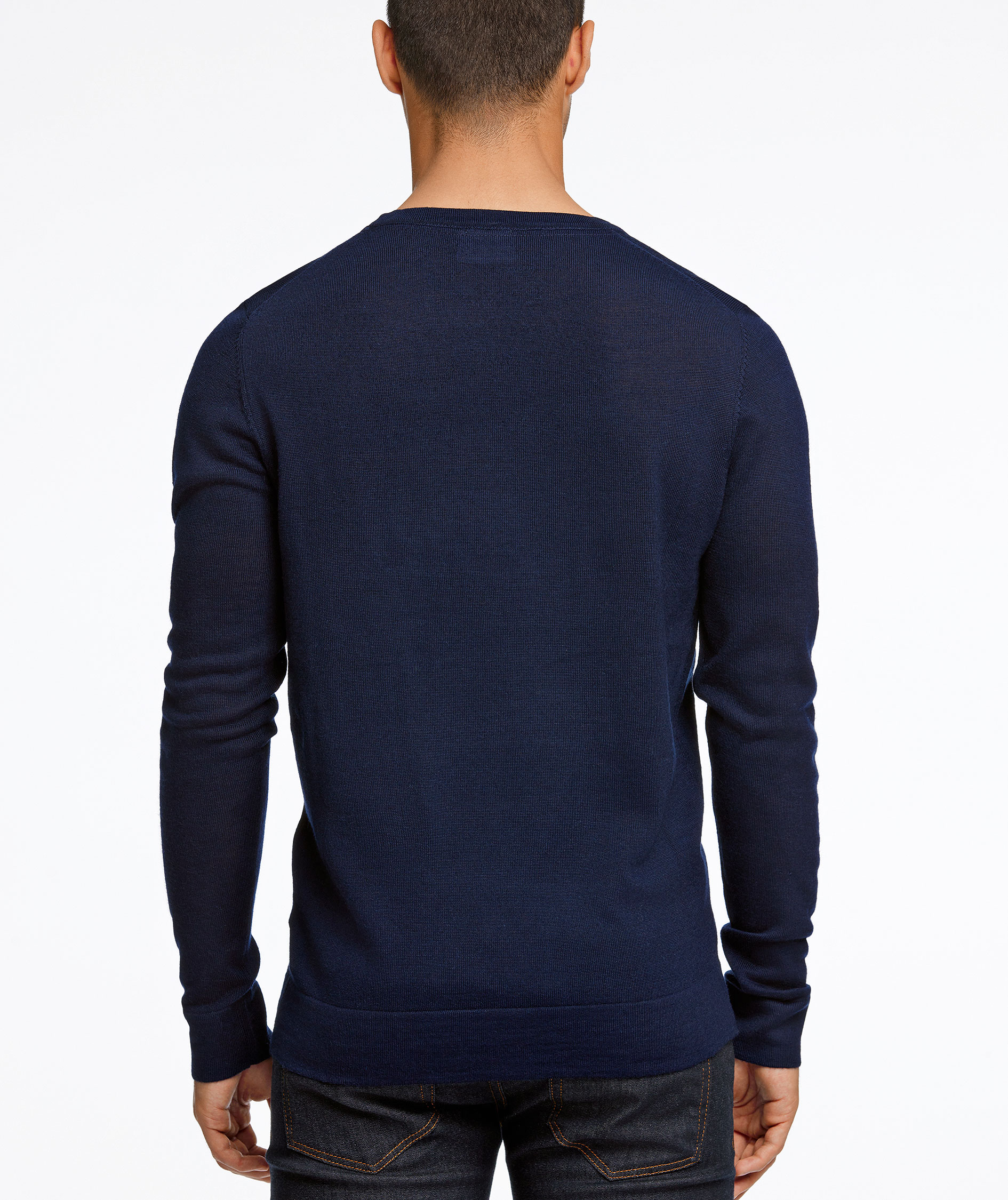 Lindbergh striktr&oslash;je med merinould, Navy, large image number 6