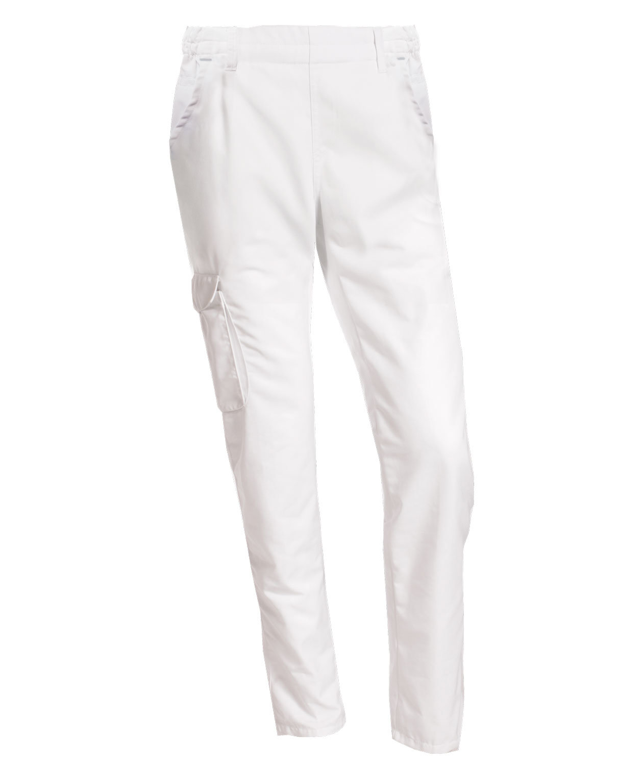 Nybo Workwear Perfect Fit pull-on chinos benl&aelig;ngde 82 cm, Hvid