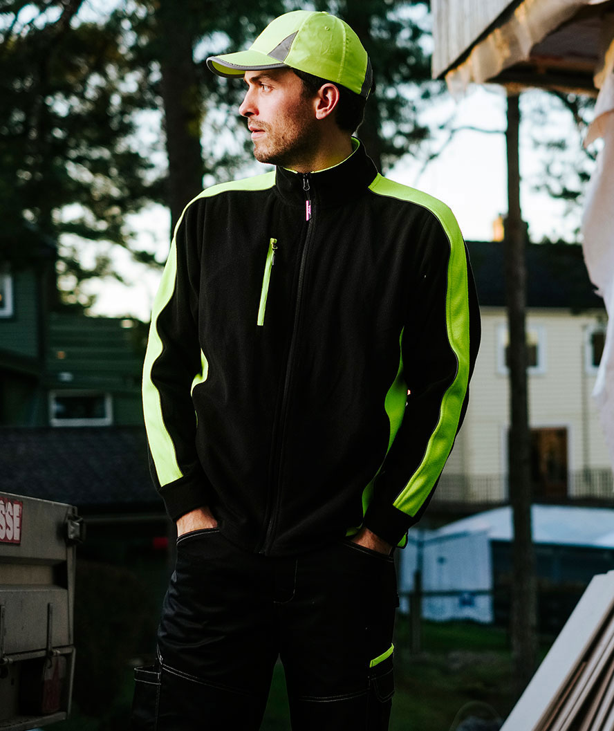 YOU Darlington Pro fleecejacka, Svart/Varselgul