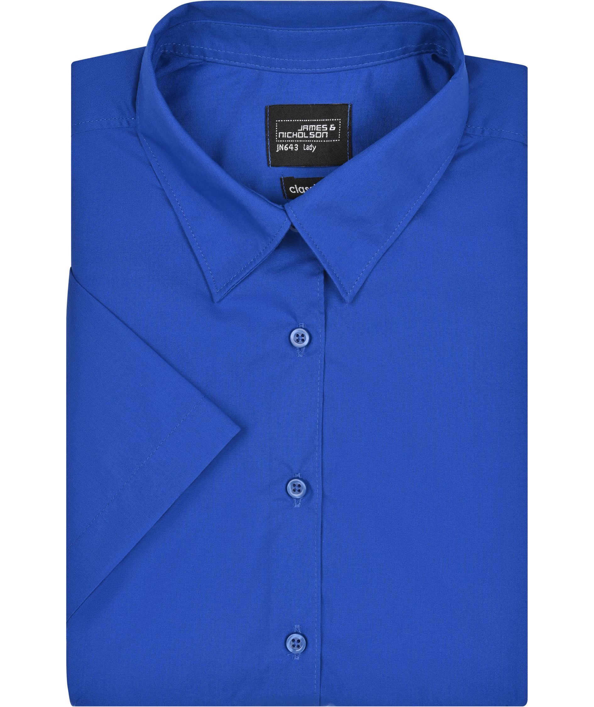 James & Nicholson kurz&auml;rmeliges Modern fit Damenhemd, K&ouml;nigsblau, large image number 4