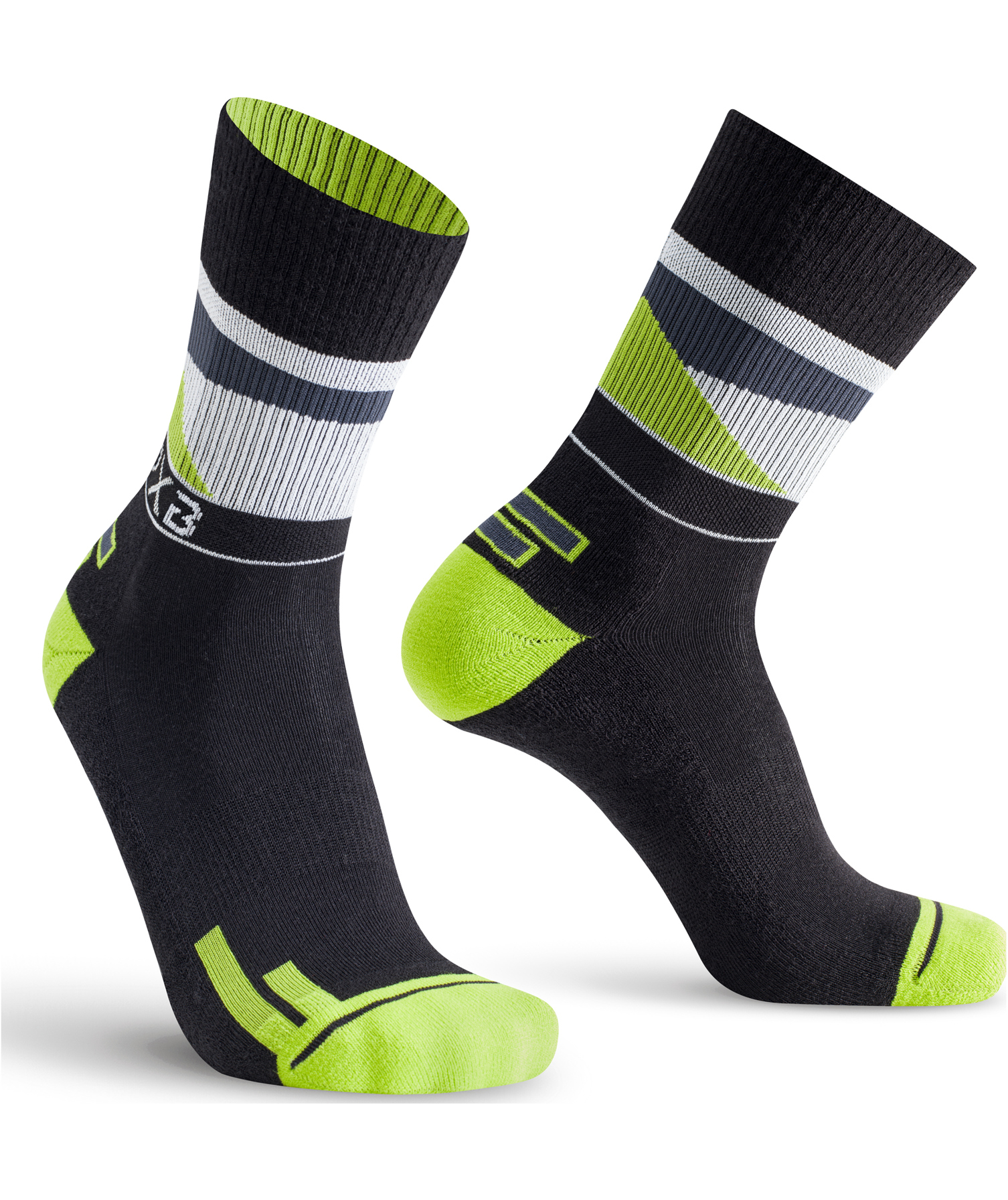 Oxyburn 2Way strumpor med merinoull, Black/Lime