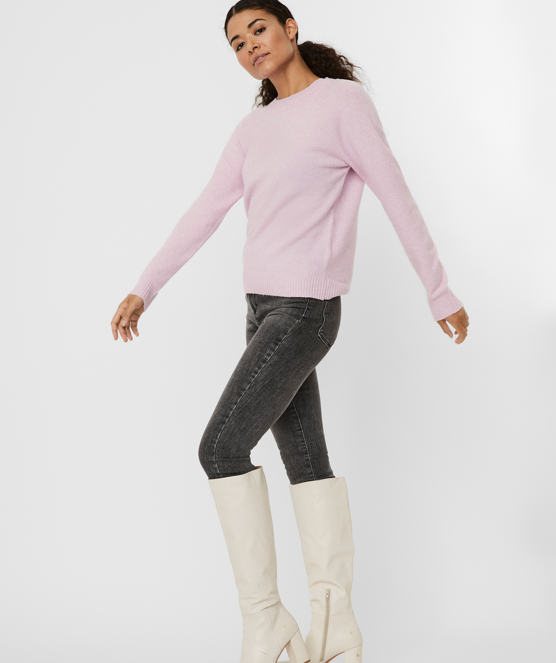 Vero Moda VMDOFFY stickad tr&ouml;ja dam, Pastel Lavender Melange, large image number 3