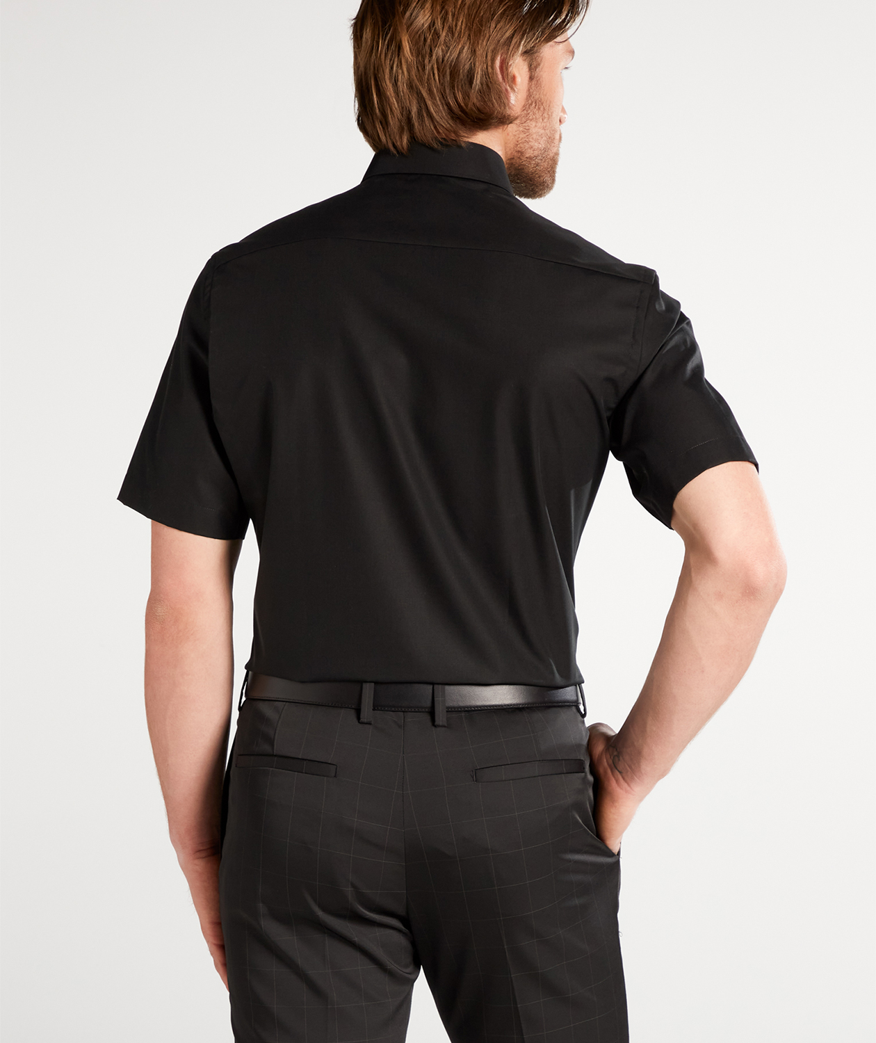 Eterna Modern fit kort&auml;rmad Poplin skjorta, Black, large image number 2