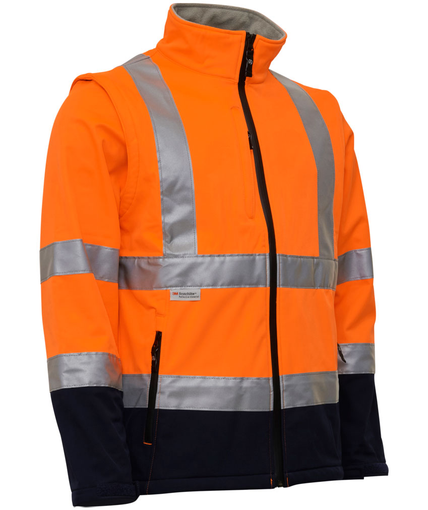 ELKA Visible Xtreme 2-i-1 softshelljakke, Hi-vis Oransje/Marinebl&aring;, large image number 0