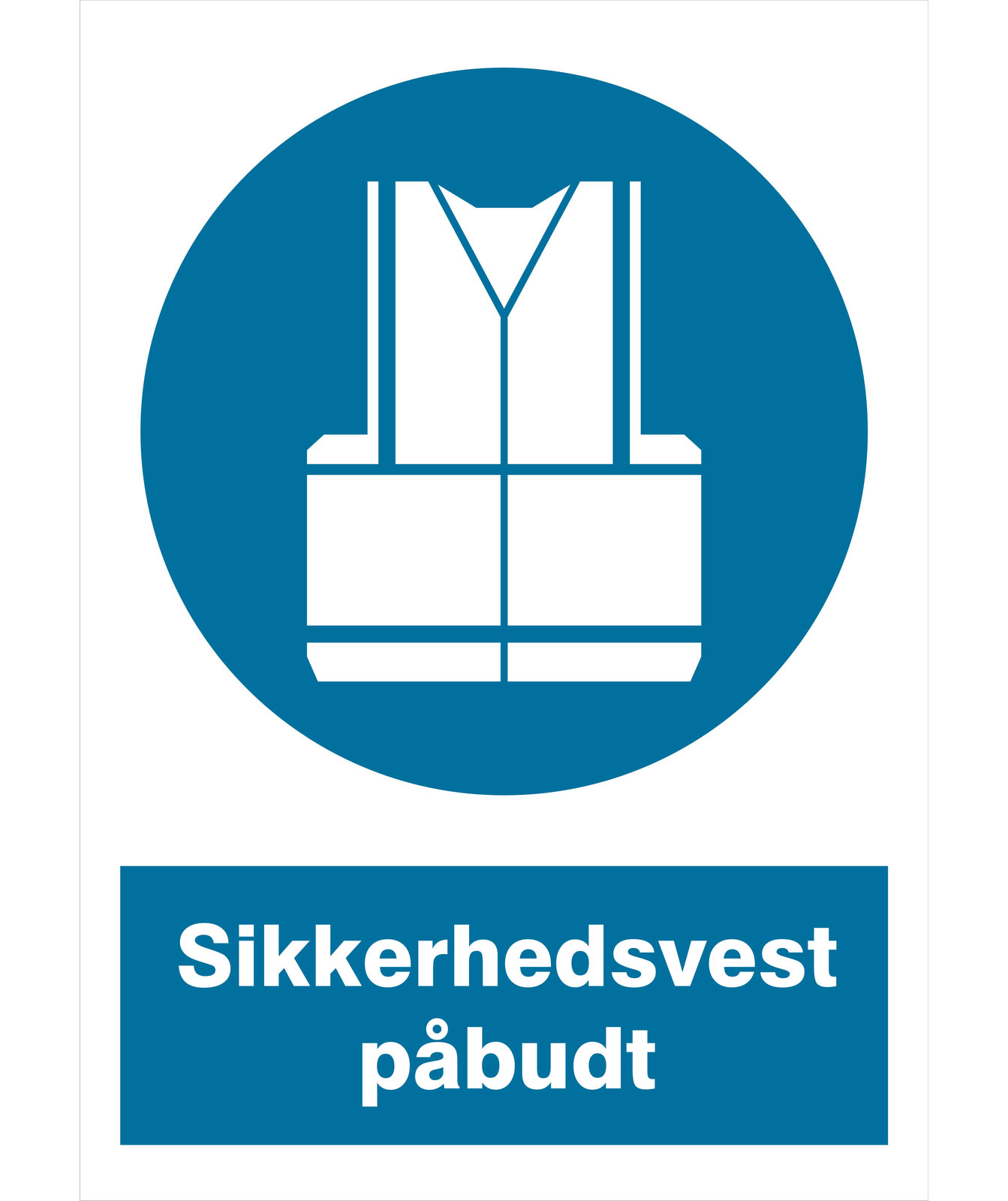 Plastik advarselsskilt Sikkerhedsvest p&aring;budt