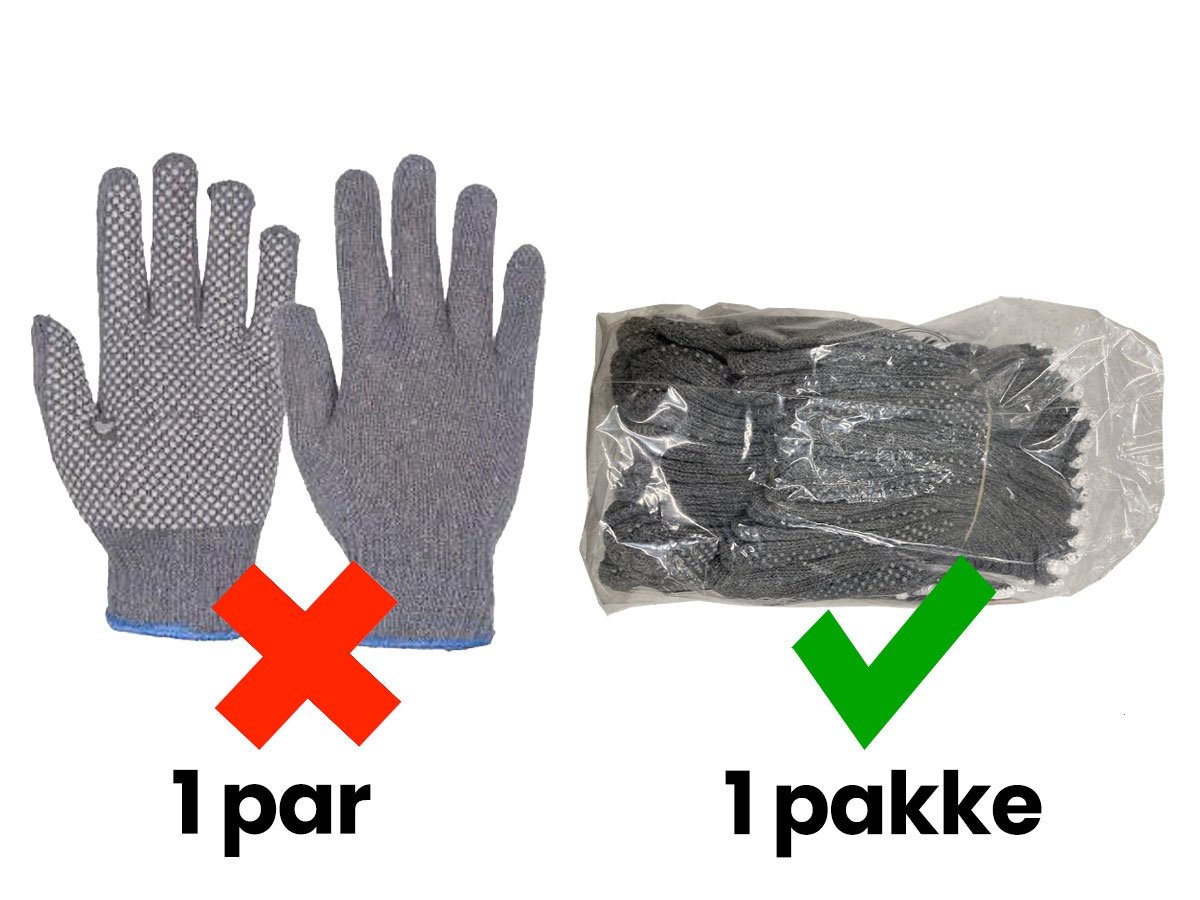 OS 12-pack arbetshandskar med noppor, Gr&aring;
