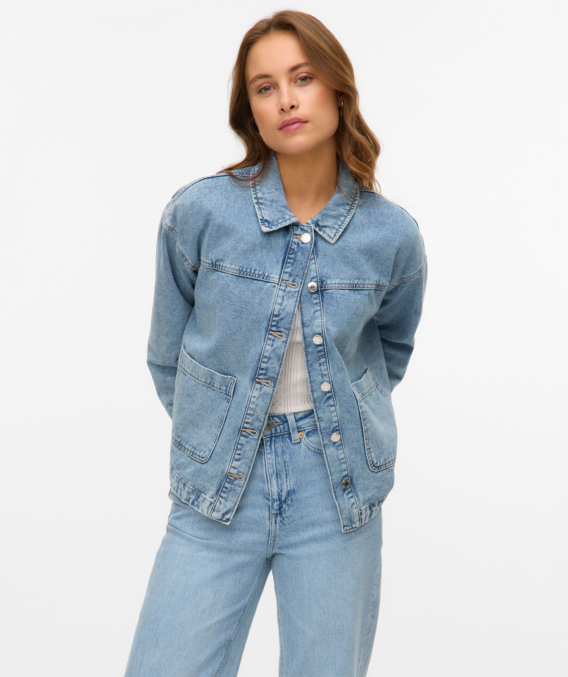 Vero Moda VMJAMIE Denim skjortjacka, Light Blue Denim