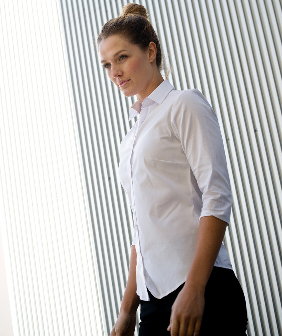 YOU Andria kort&auml;rmad stretch skjorta dam, Vit