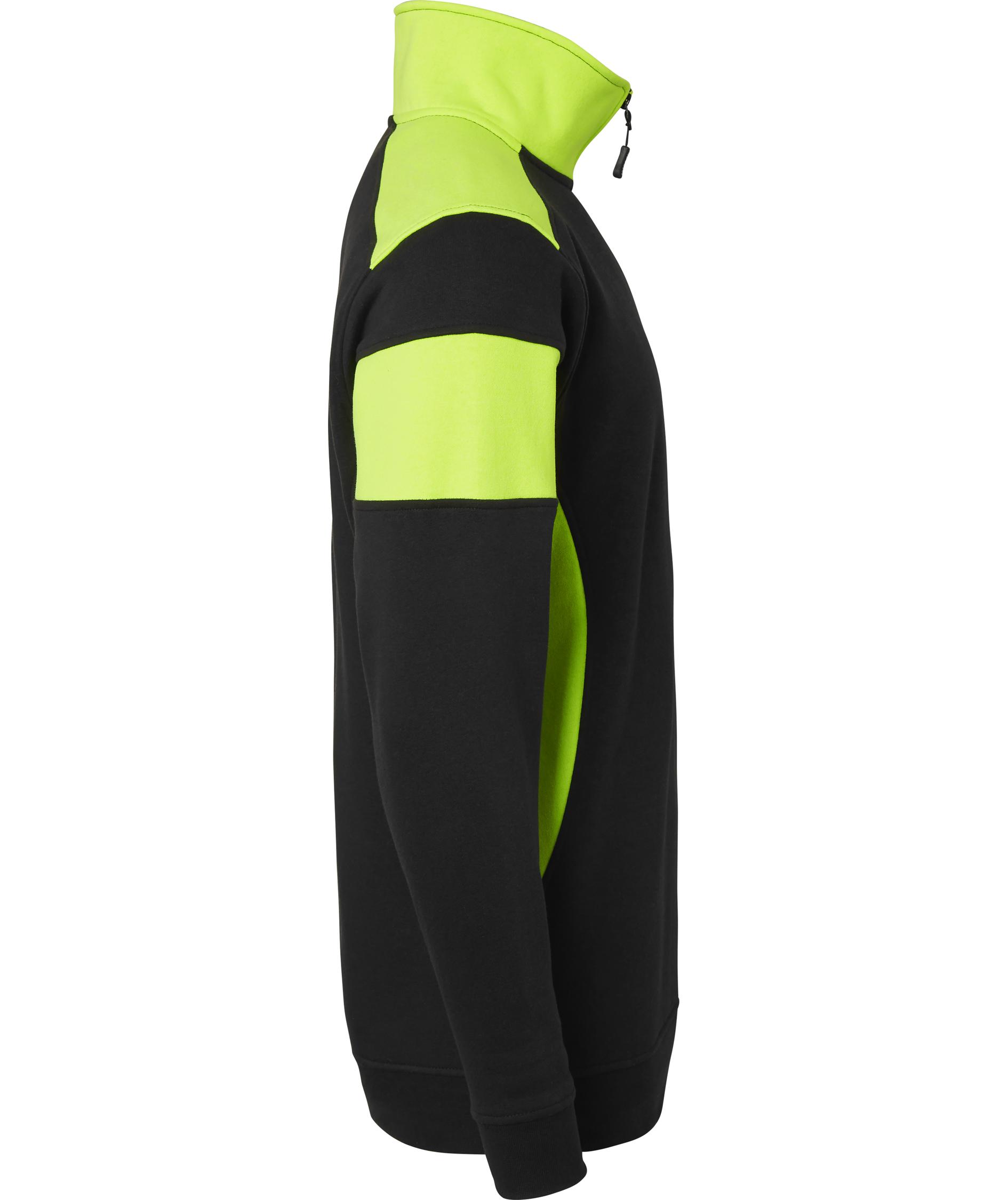 Top Swede collegegenser med kort glidel&aring;s 222, Svart/Hi-Vis Gul, large image number 2