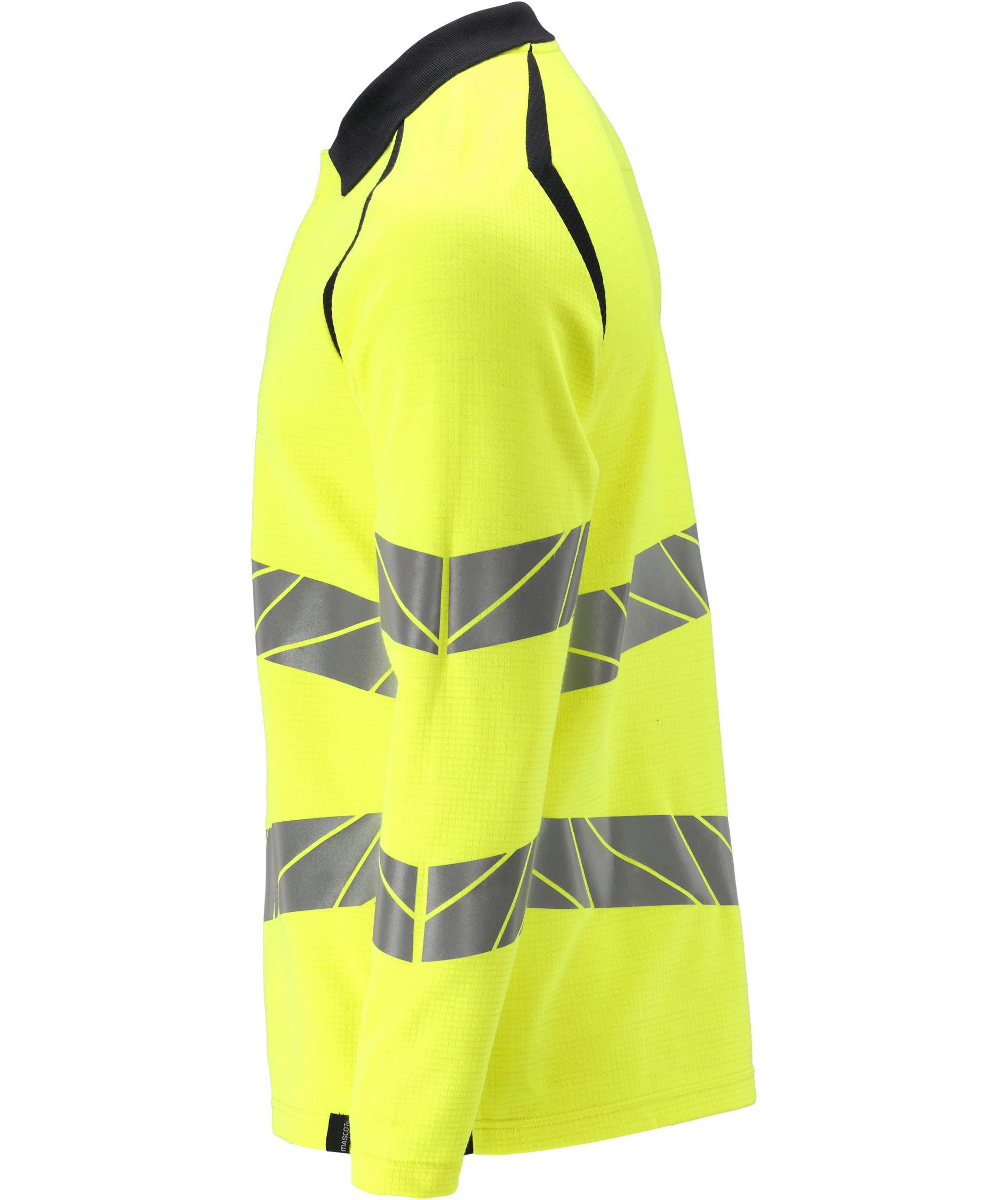 Mascot Accelerate Multisafe long-sleeved polo shirt, Hi-Vis Yellow/Dark Marine, large image number 3