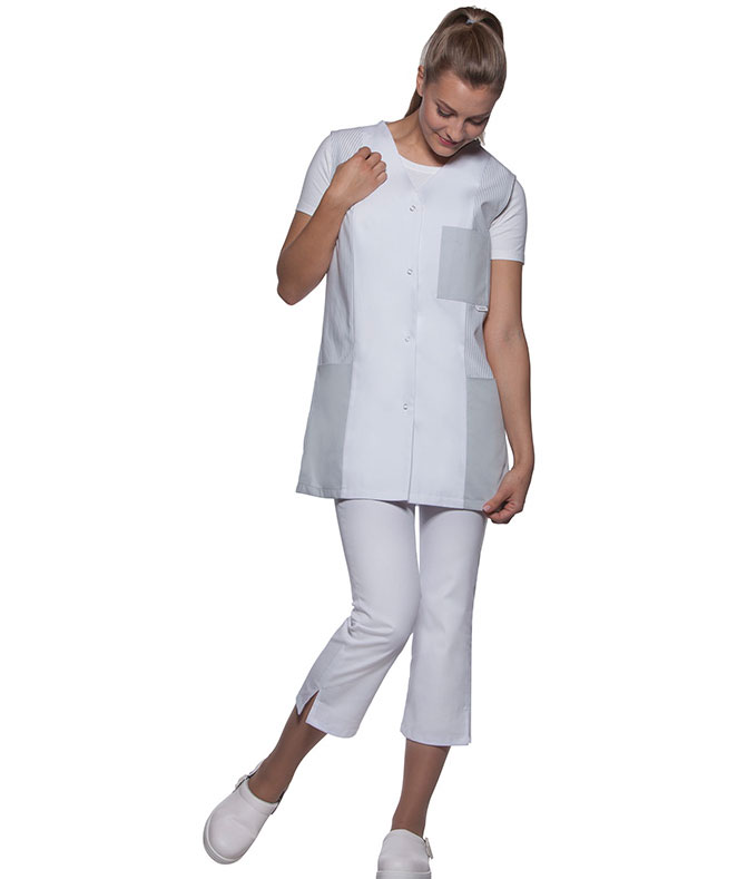 Karlowsky Sabrina dame tunika uden &aelig;rmer, White/light grey, large image number 2