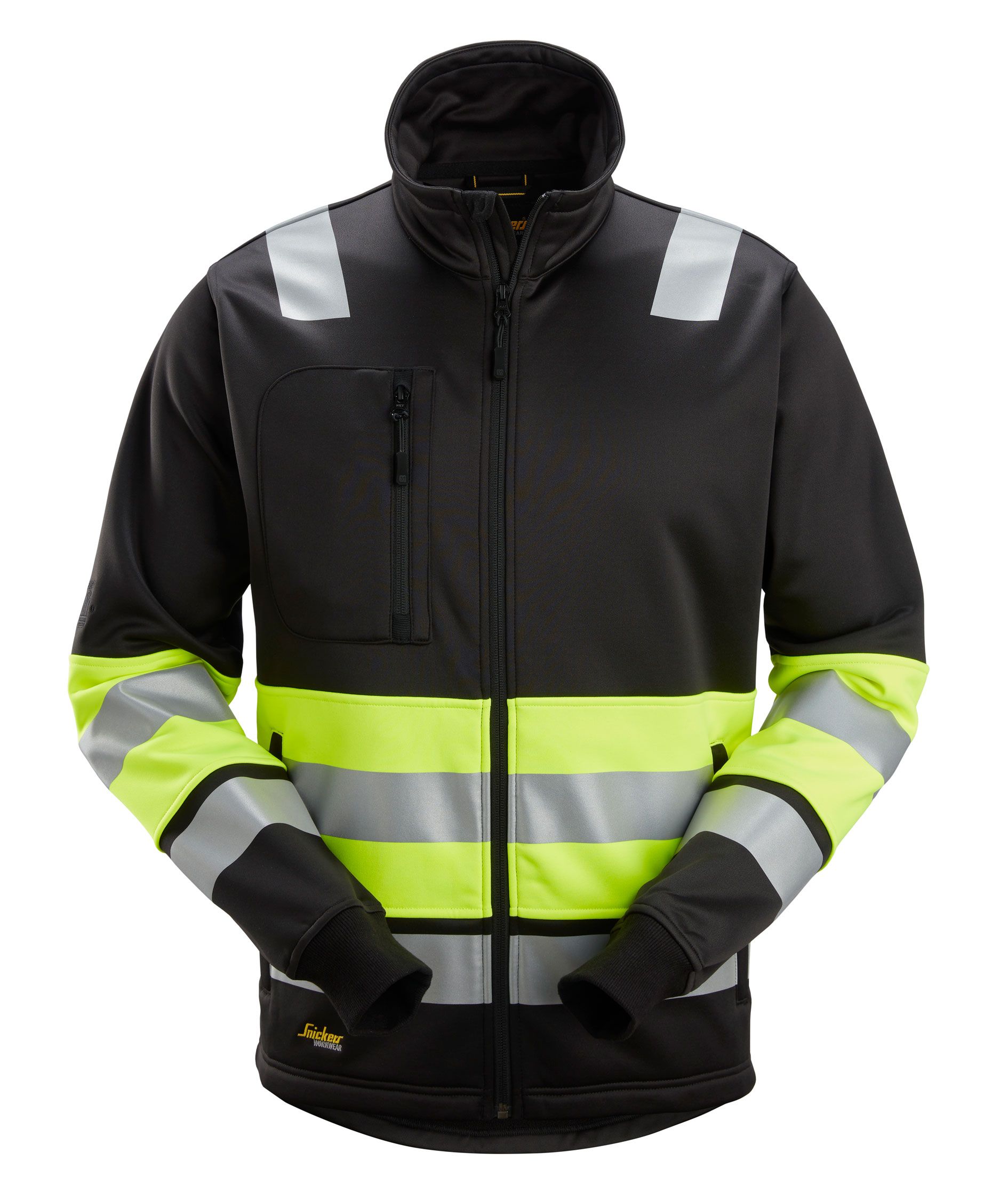 Snickers sweatjakke 8034, Sort/Hi-Vis Gul