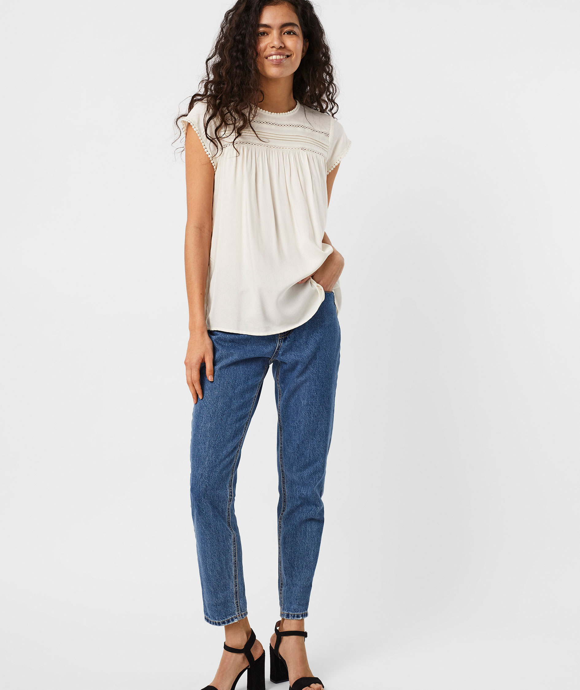 Vero Moda VMDEBBIE PLEAT blus dam, Snow White