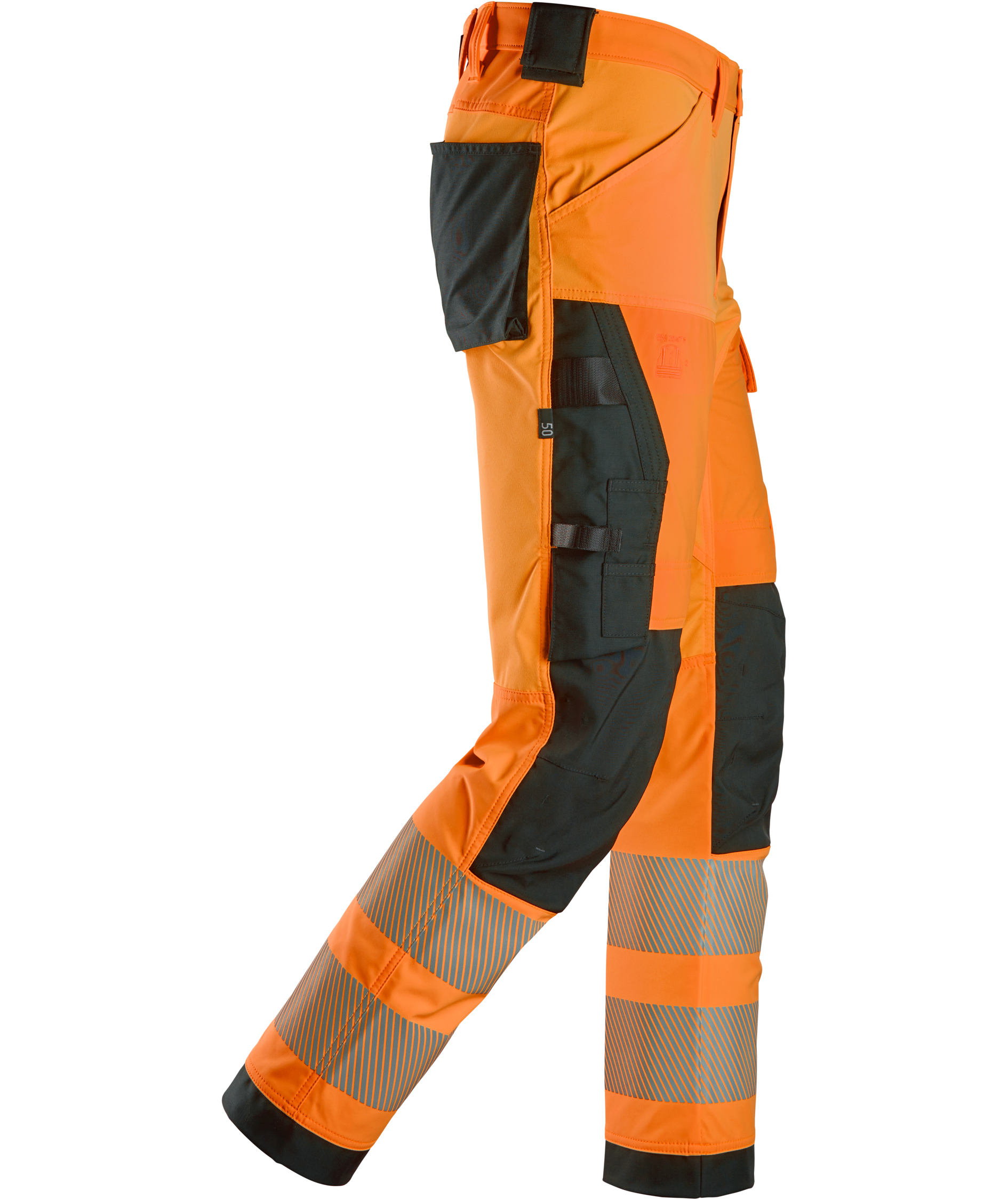 Snickers arbejdsbukser 6336 full stretch, Hi-Vis Orange/Sort, large image number 2