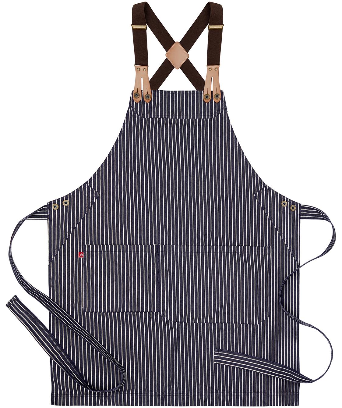 Segers 4078 bib apron with pocket, Striped Denim, Striped Denim, large image number 1