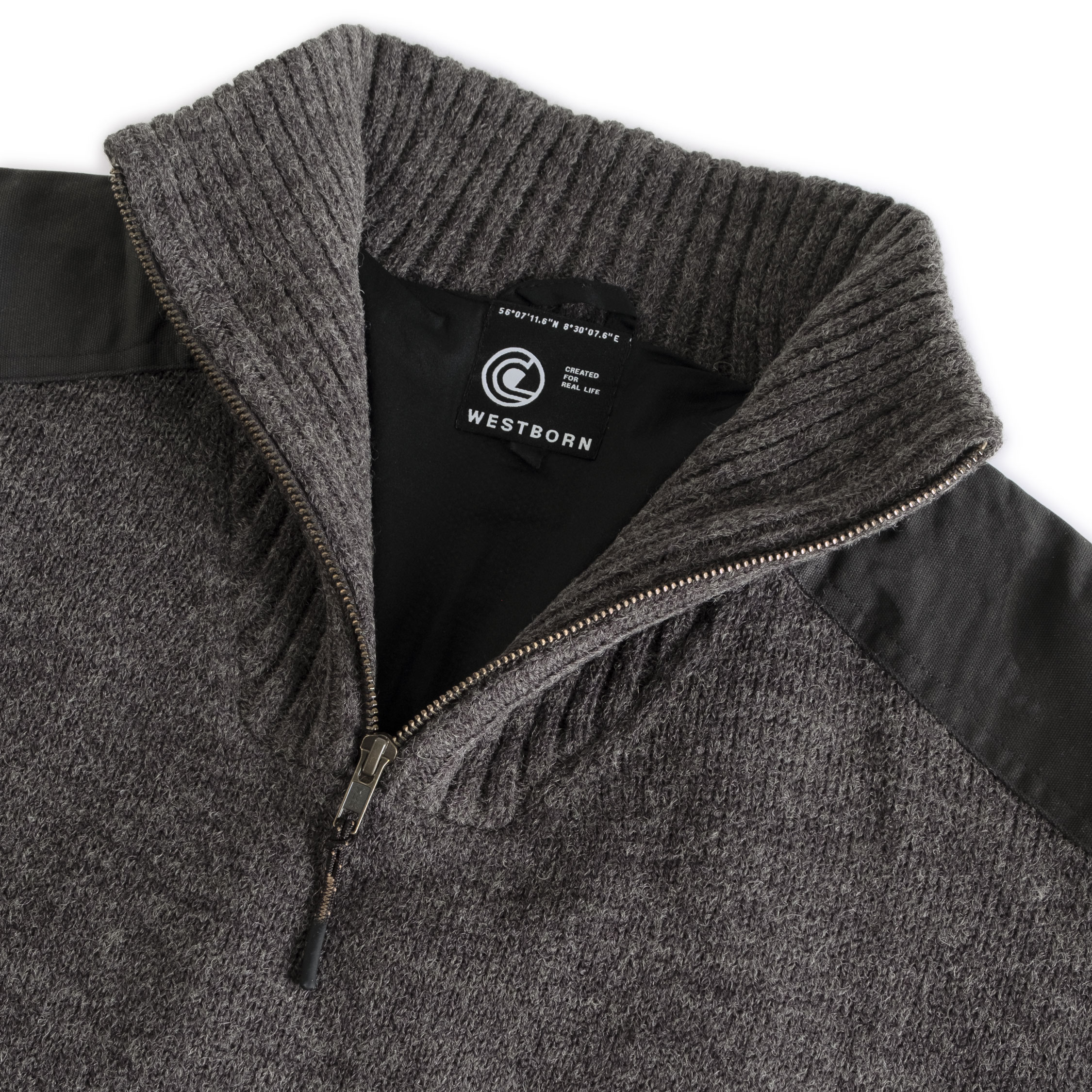 Westborn windbreaker knitted pullover, Charcoal Melange, large image number 5