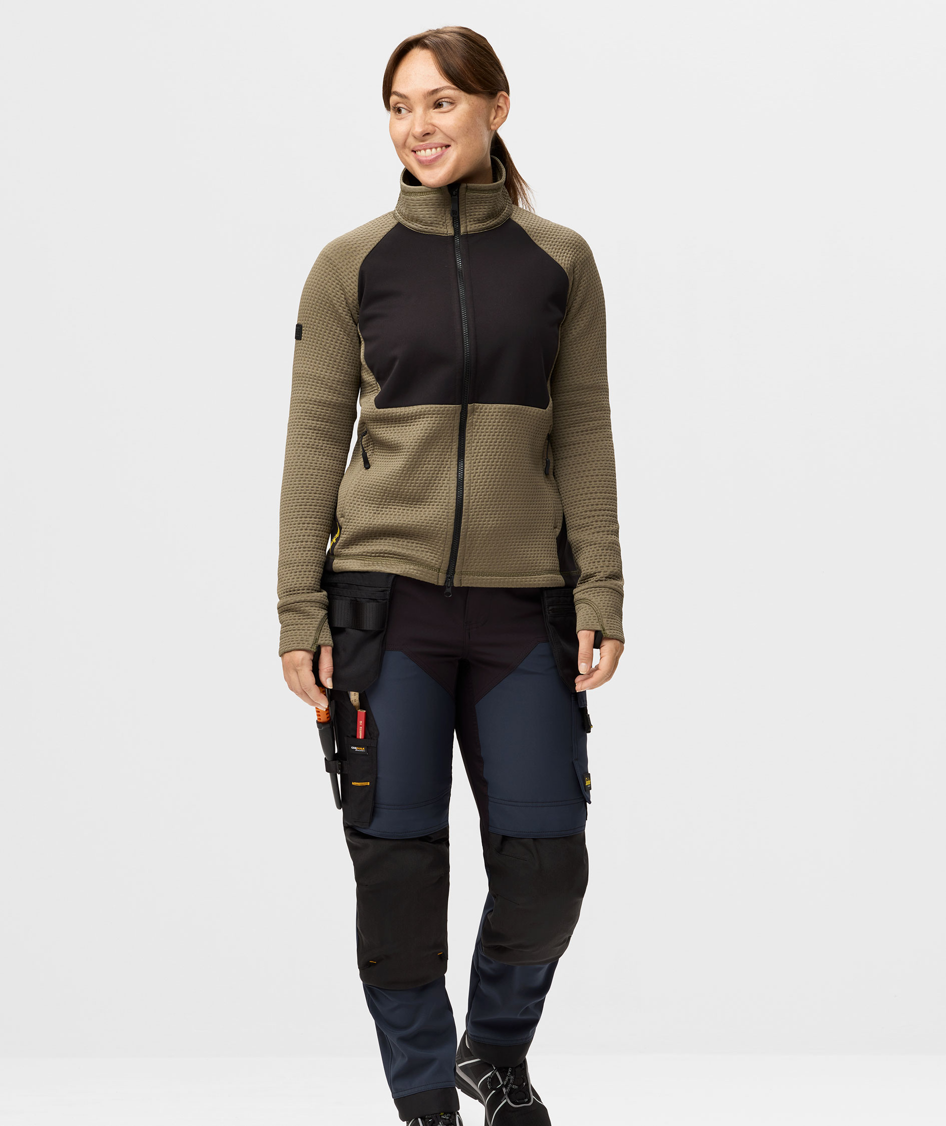 Snickers FlexiWork women's cardigan 8407, Khaki Green/Black, large image number 1