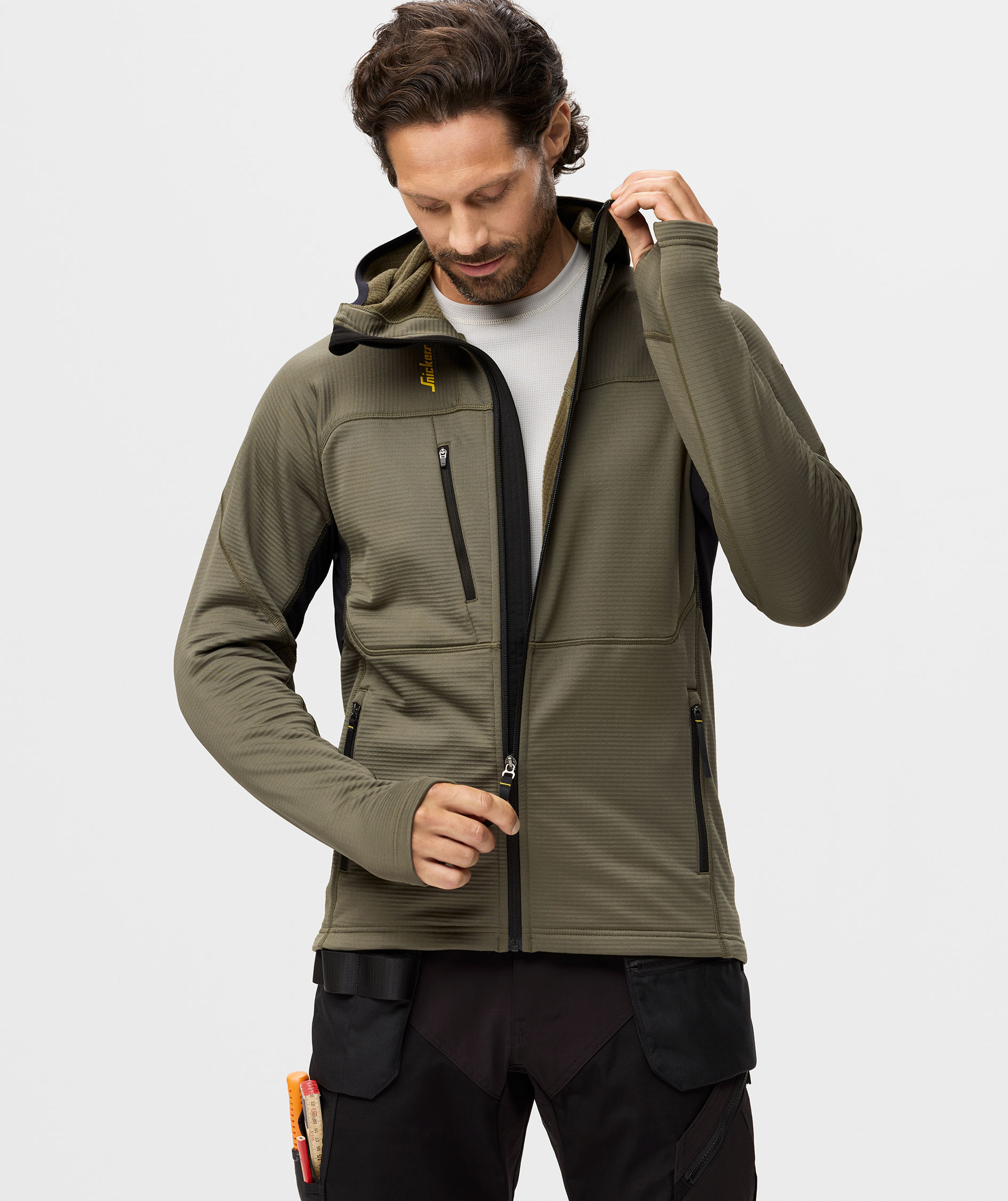 Snickers Body Mapping fleece h&aelig;ttetr&oslash;je med lynl&aring;s 9420