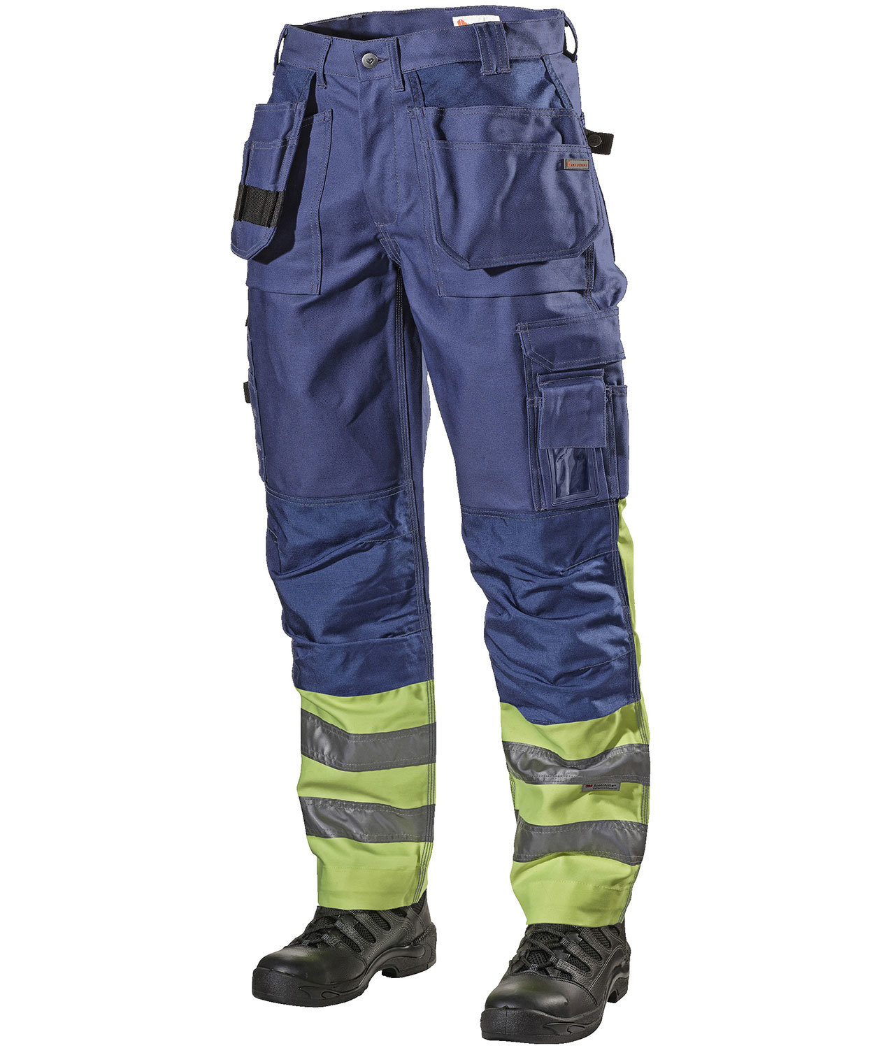 L.Brador h&aring;ndv&aelig;rkerbukser 174B, Marine/Hi-Vis gul, large image number 0
