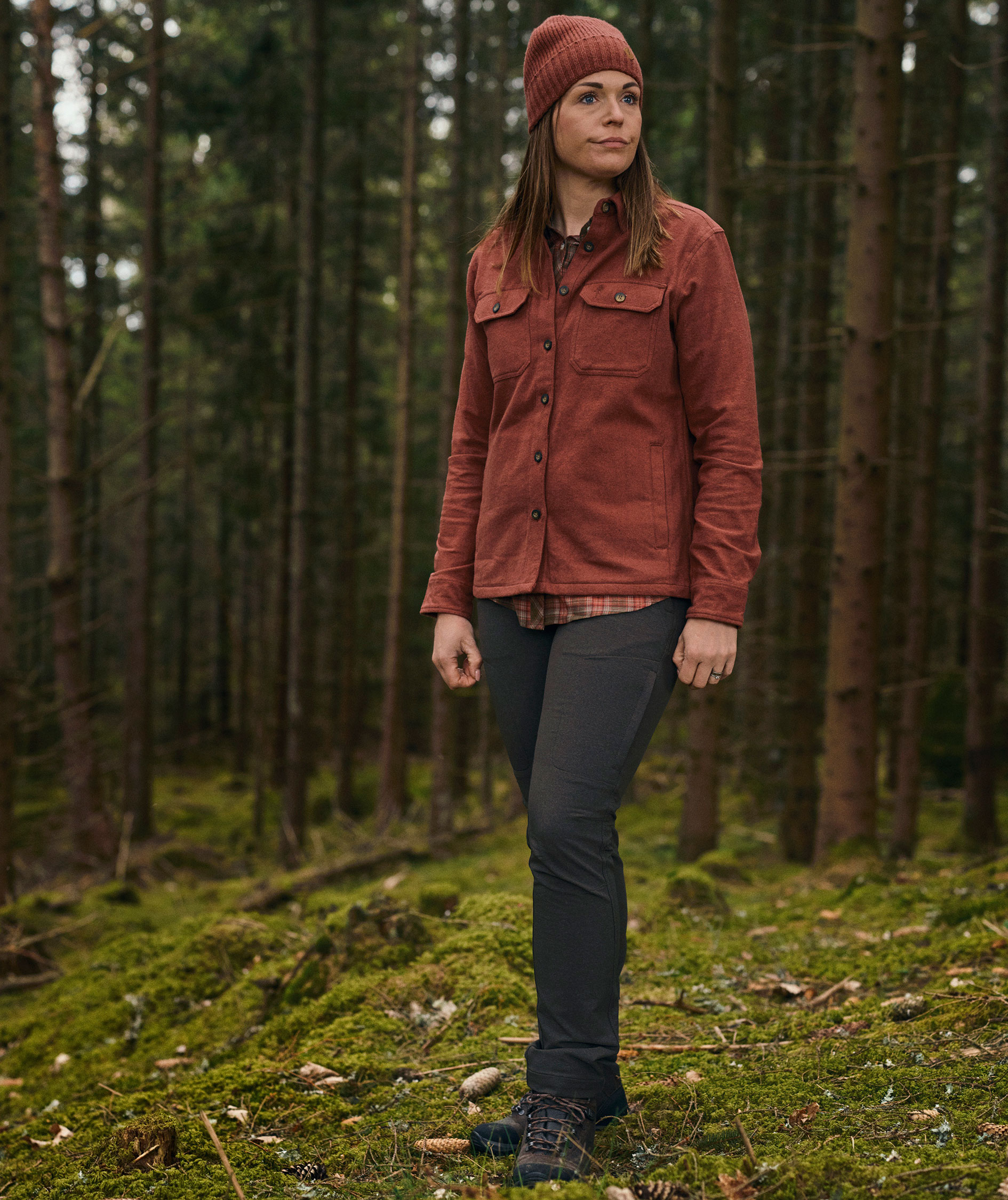 Pinewood V&auml;rnamo regular fit dame flannelskjorte, Rusty Pink Rosa Melange, large image number 4