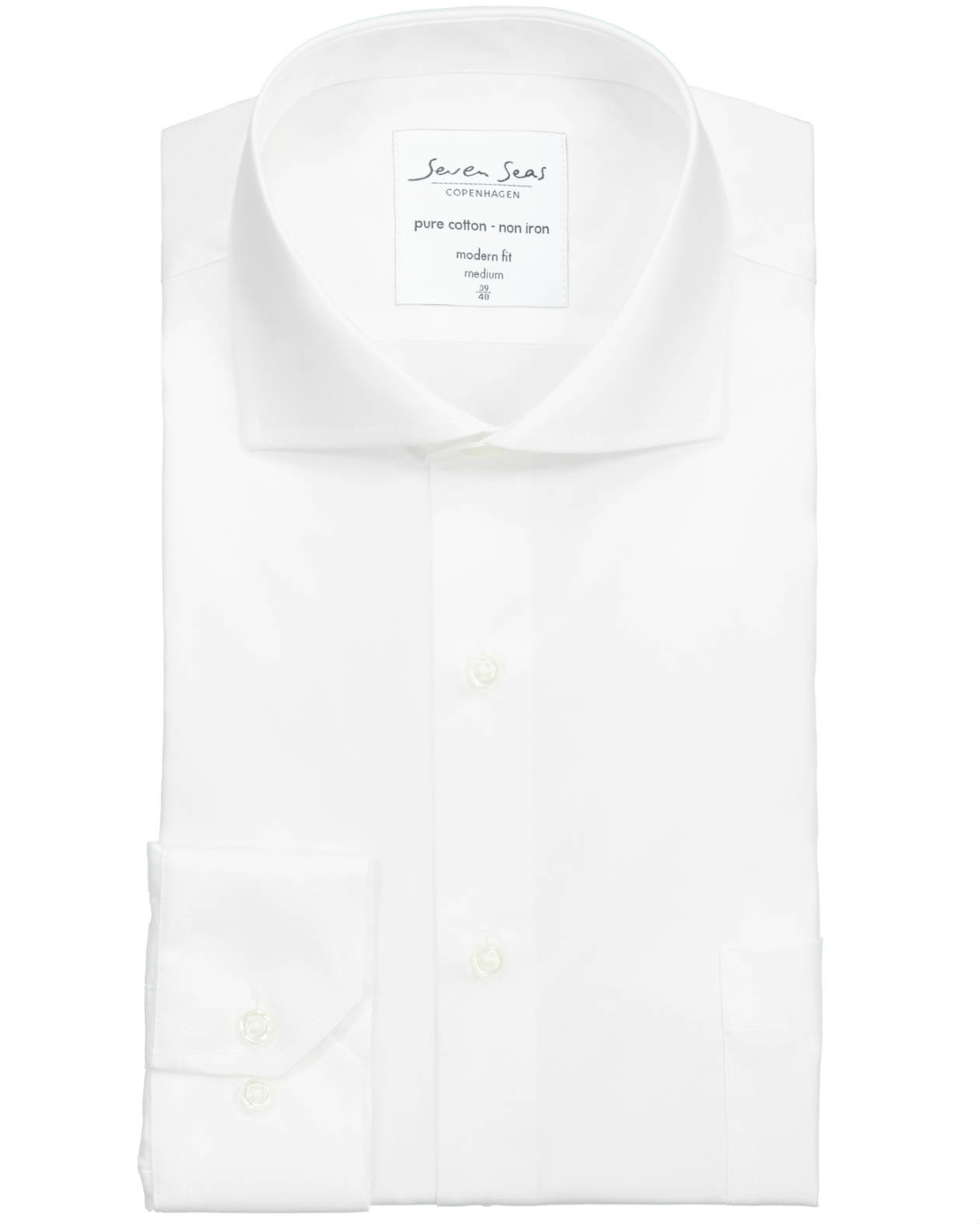 Seven Seas modern fit Poplin skjorte, Hvid, large image number 5
